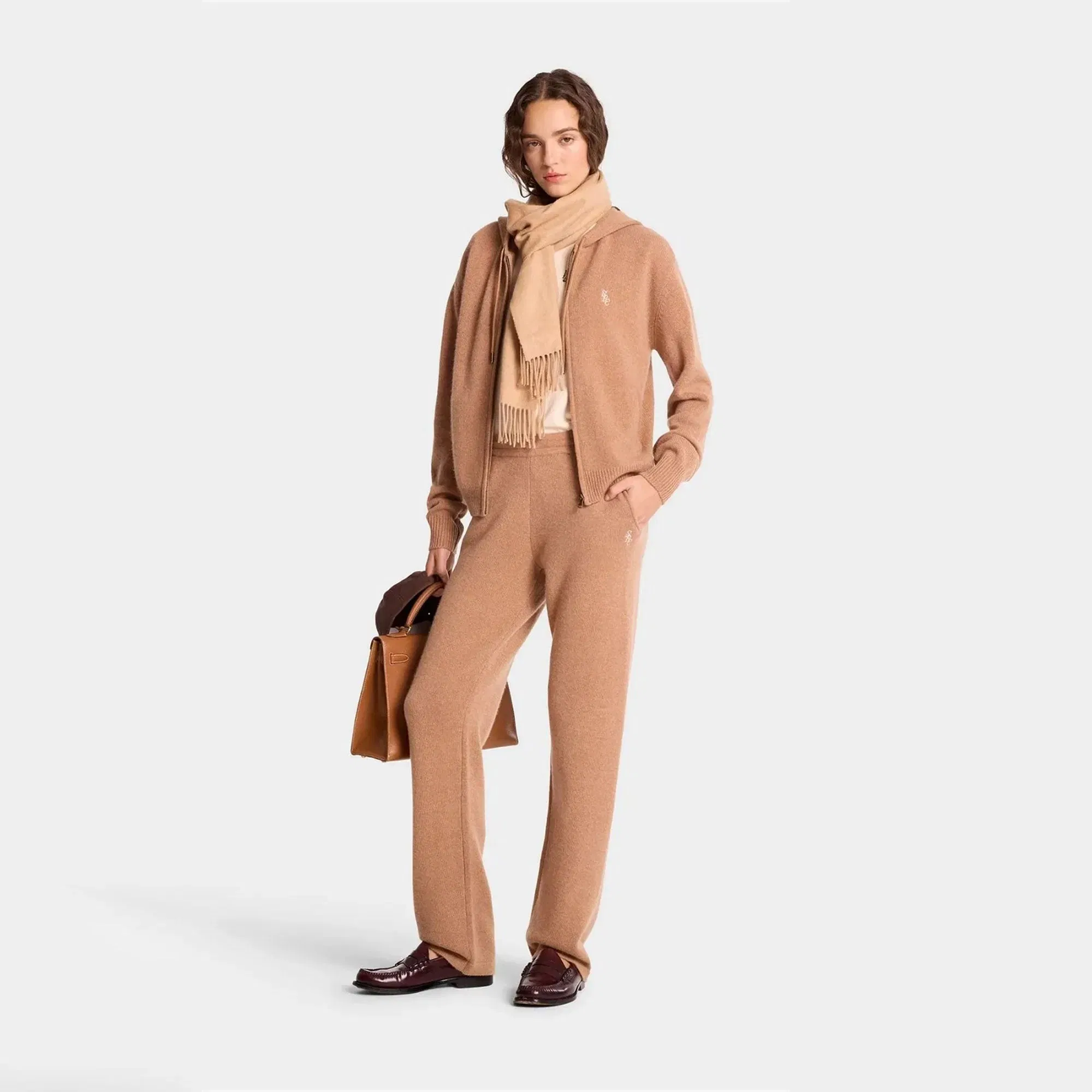 SPORTY & RICH SRC WOOL CASHMERE TROUSERS { CAMEL