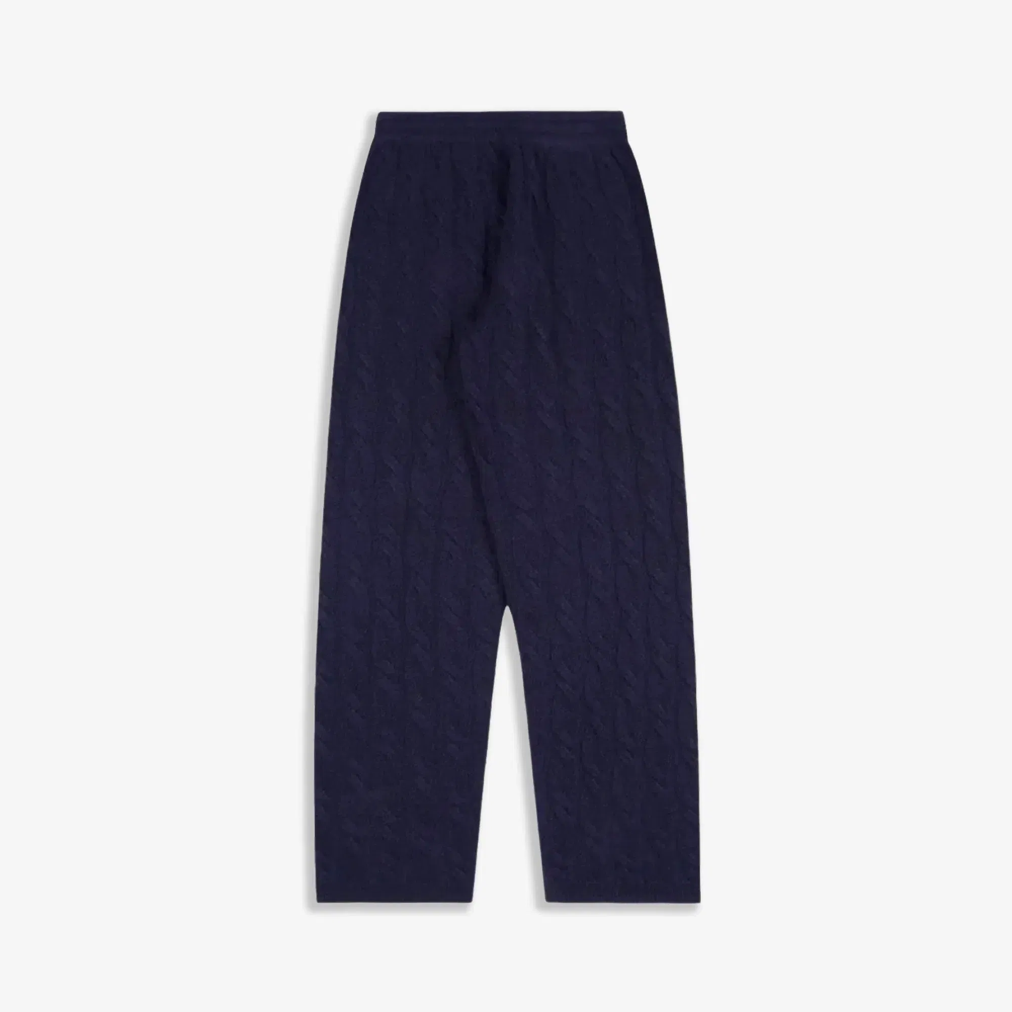 SPORTY & RICH SRC CABLE-KNIT WOOL CASHMERE TROUSERS { NAVY