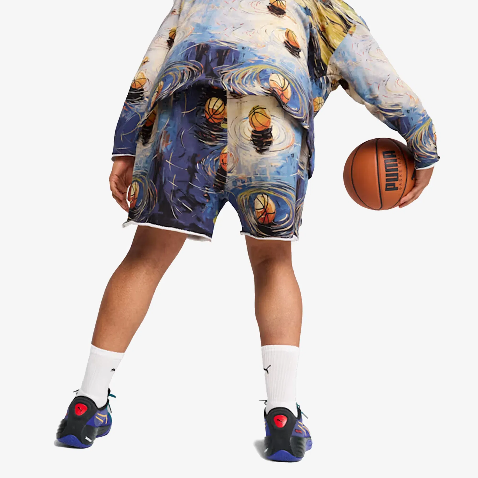 PUMA X DYLAN EXHIBIT PRINTED TERRY SHORT { VIVID BLUE