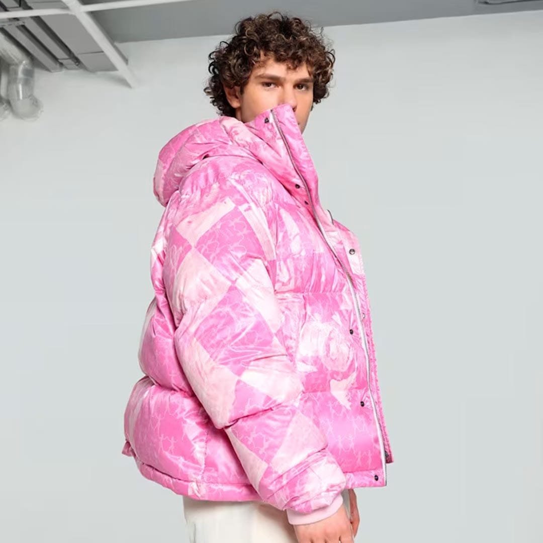 PUMA X KIDSUPER ALL OVER PRINT PUFFER { PEARL PINK