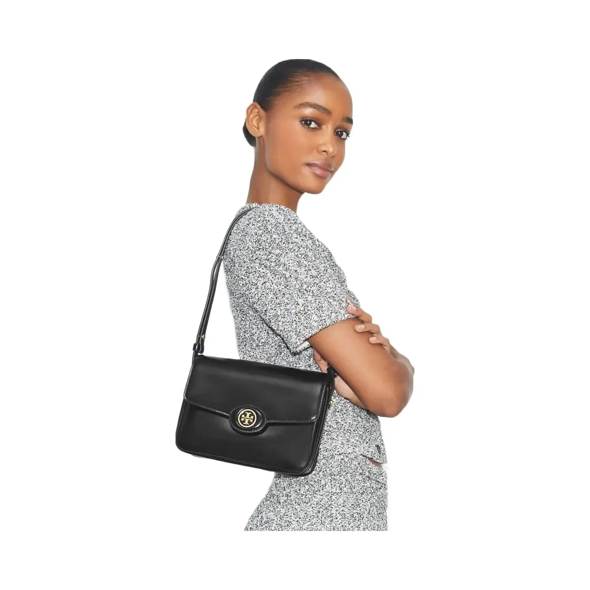 Tory Burch Robinson Spazzolato Shoulder Bag Dark Sienna
