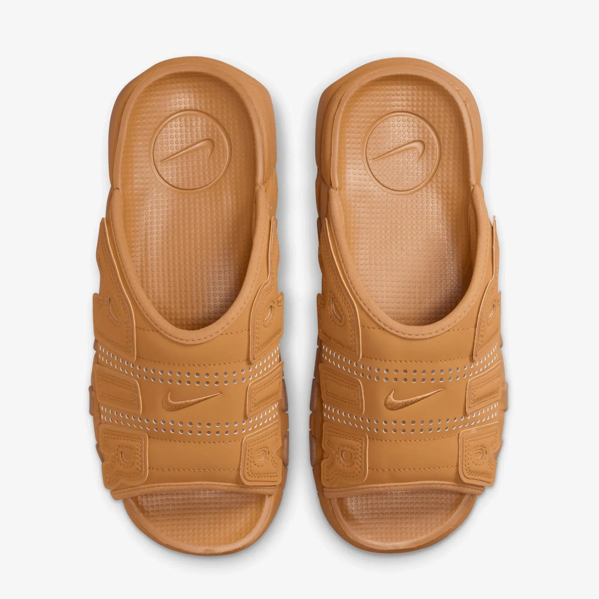 JORDAN AIR MORE UPTEMPO { FLAX/FLAX-GUM MED BROWN-CLEAR