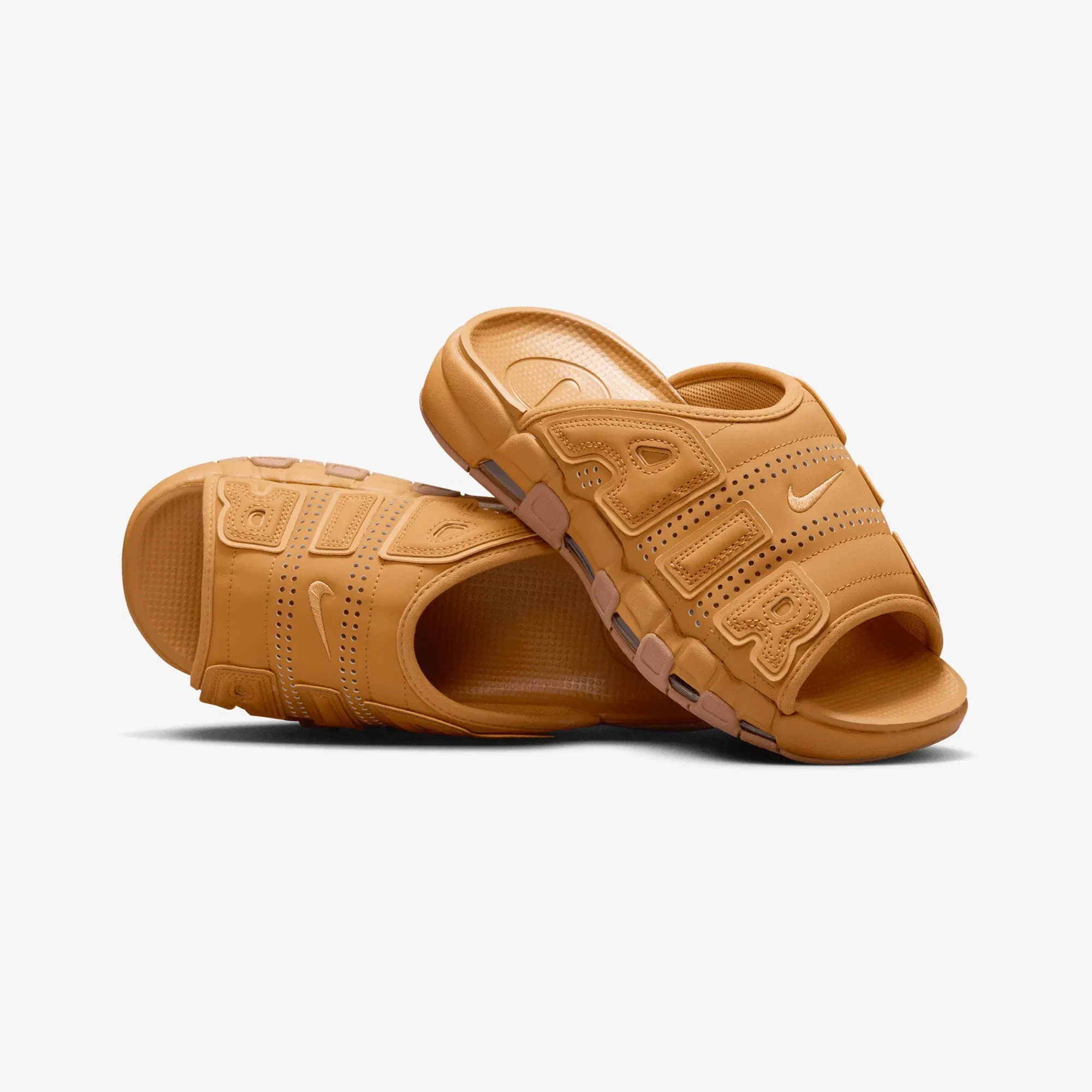 JORDAN AIR MORE UPTEMPO { FLAX/FLAX-GUM MED BROWN-CLEAR