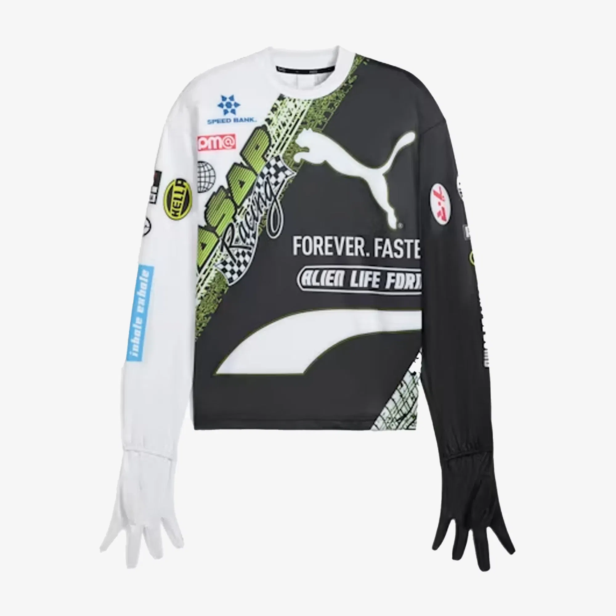 PUMA X A$AP ROCKY TIRE LONG SLEEVE TEE WITH GLOVES { PUMA WHITE