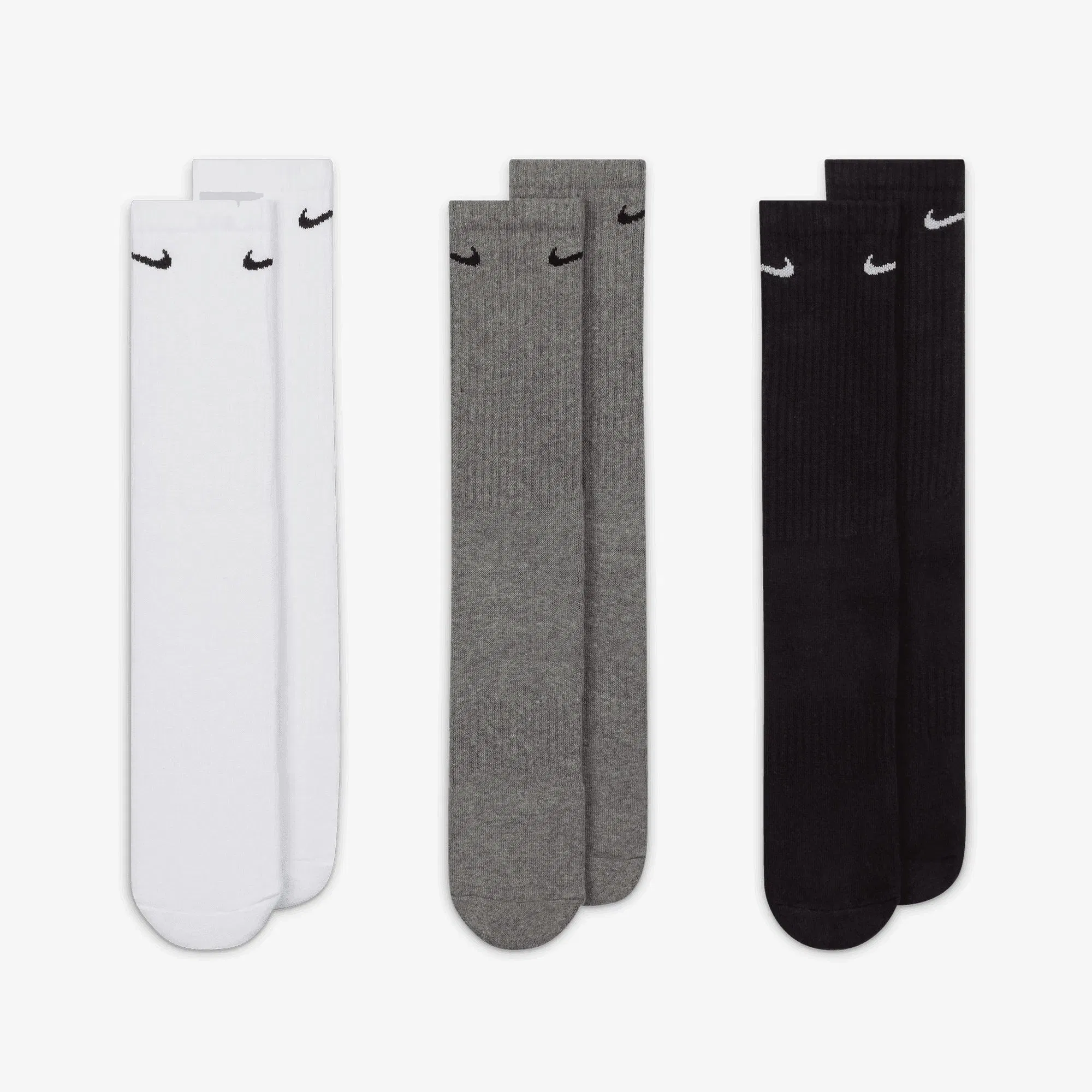 NIKE EVERYDAY CUSHIONED TRAINING CREW SOCKS (3 PAIRS) { MULTI-COLOR