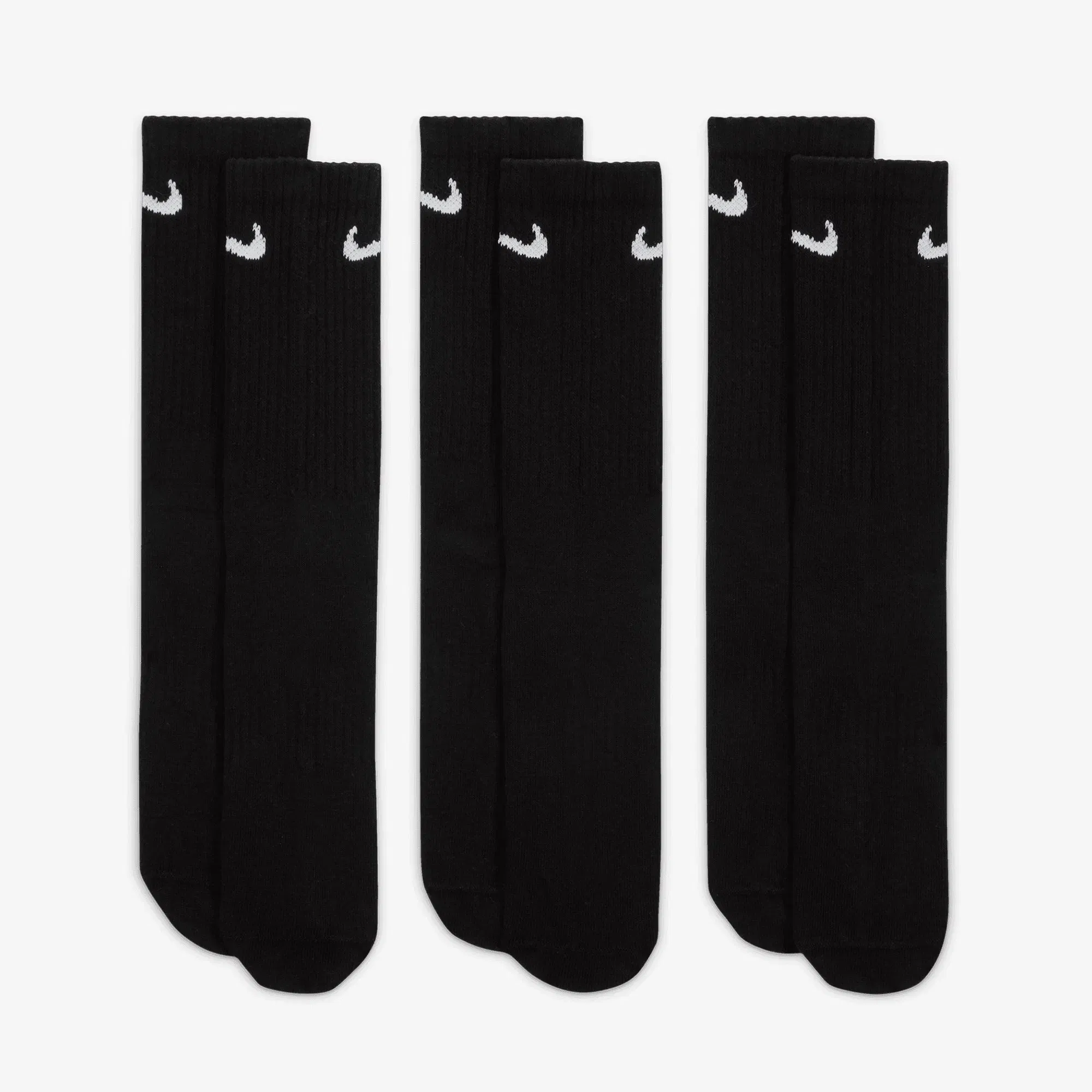 NIKE EVERYDAY LIGHTWEIGHT TRAINING CREW SOCKS { BLACK/WHITE