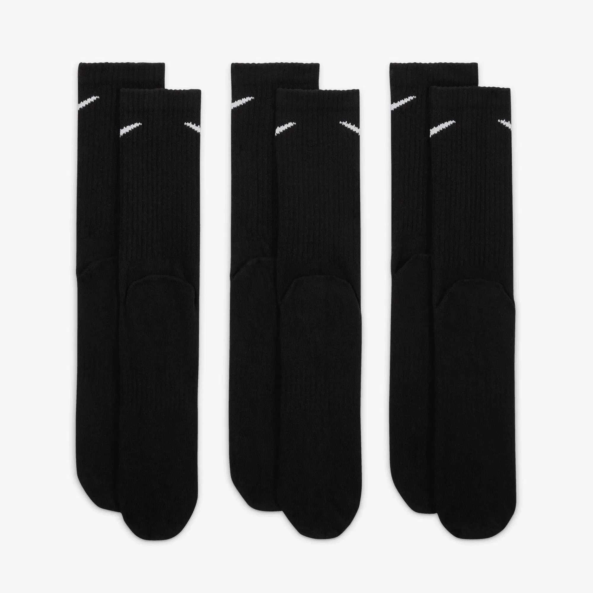 NIKE EVERYDAY LIGHTWEIGHT TRAINING CREW SOCKS { BLACK/WHITE