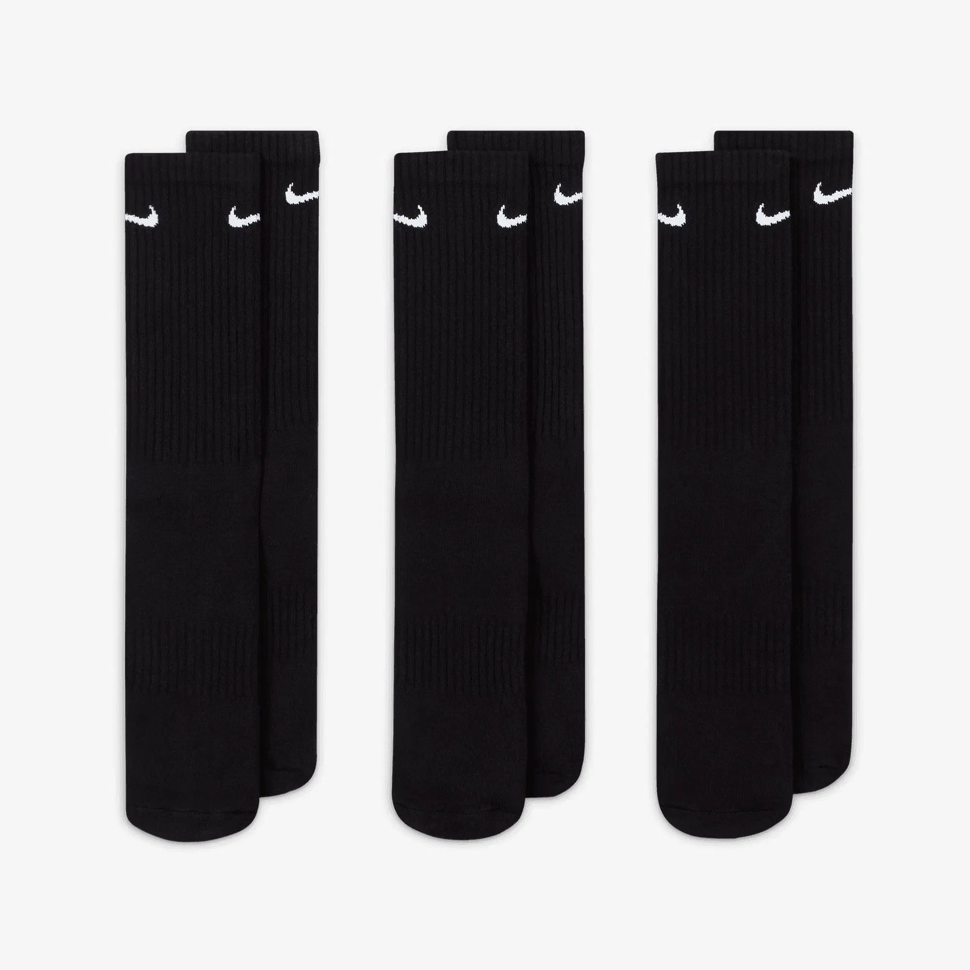 NIKE EVERYDAY CUSHIONED TRAINING CREW SOCKS { BLACK/WHITE