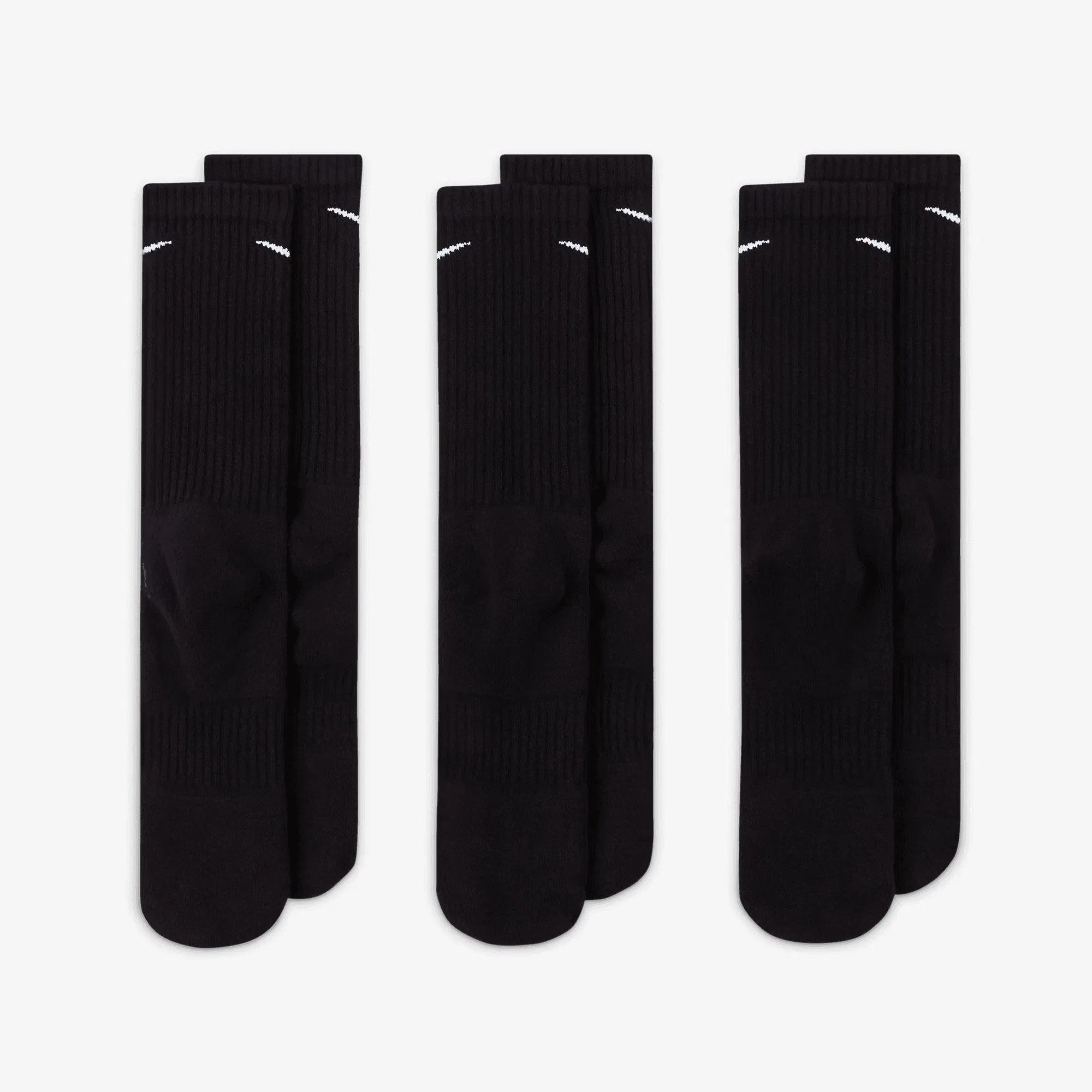 NIKE EVERYDAY CUSHIONED TRAINING CREW SOCKS { BLACK/WHITE
