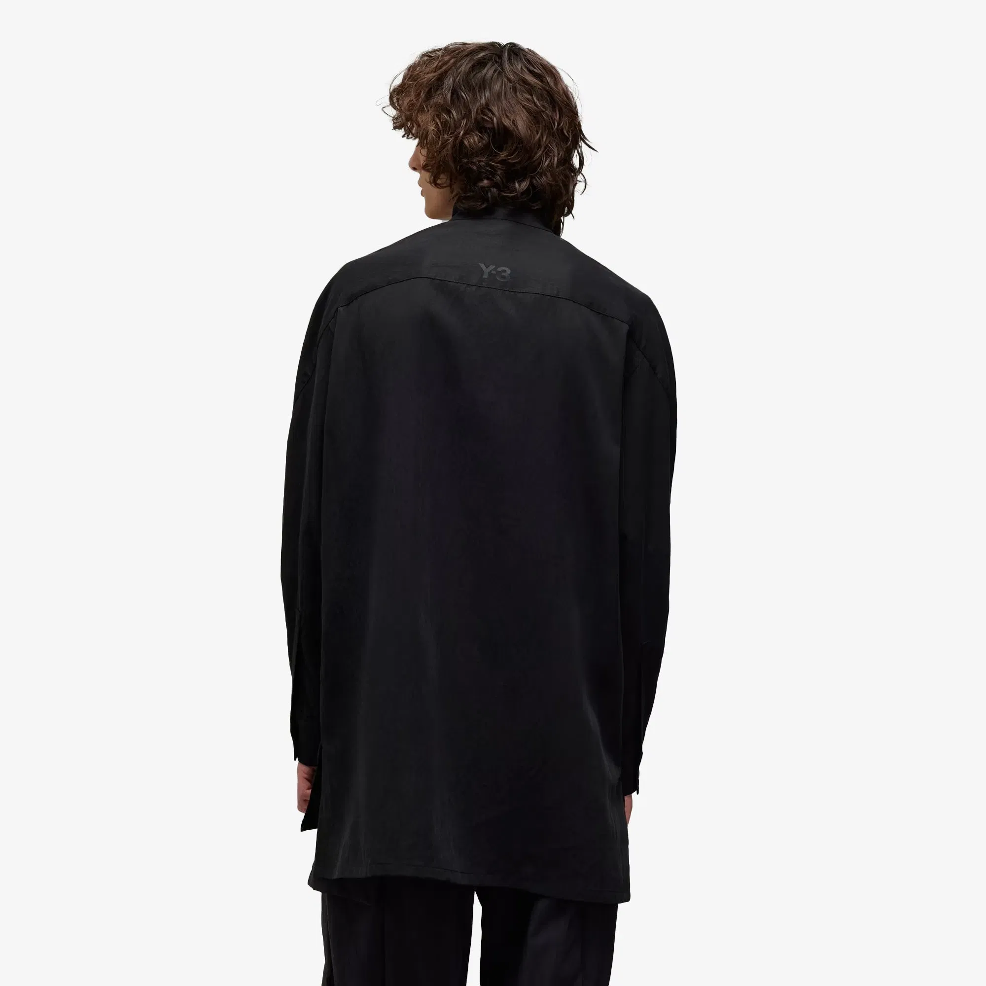 Y-3 WASHED TWILL OVERSHIRT { BLACK