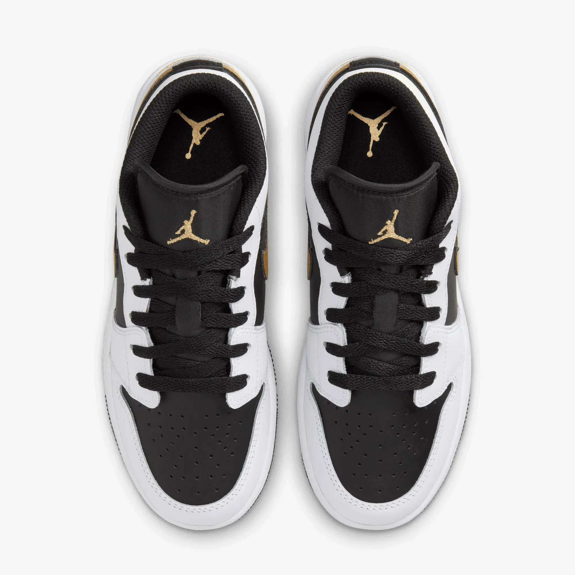 JORDAN AIR JORDAN LOW 1 (GS) { WHITE/METALLIC GOLD-BLACK