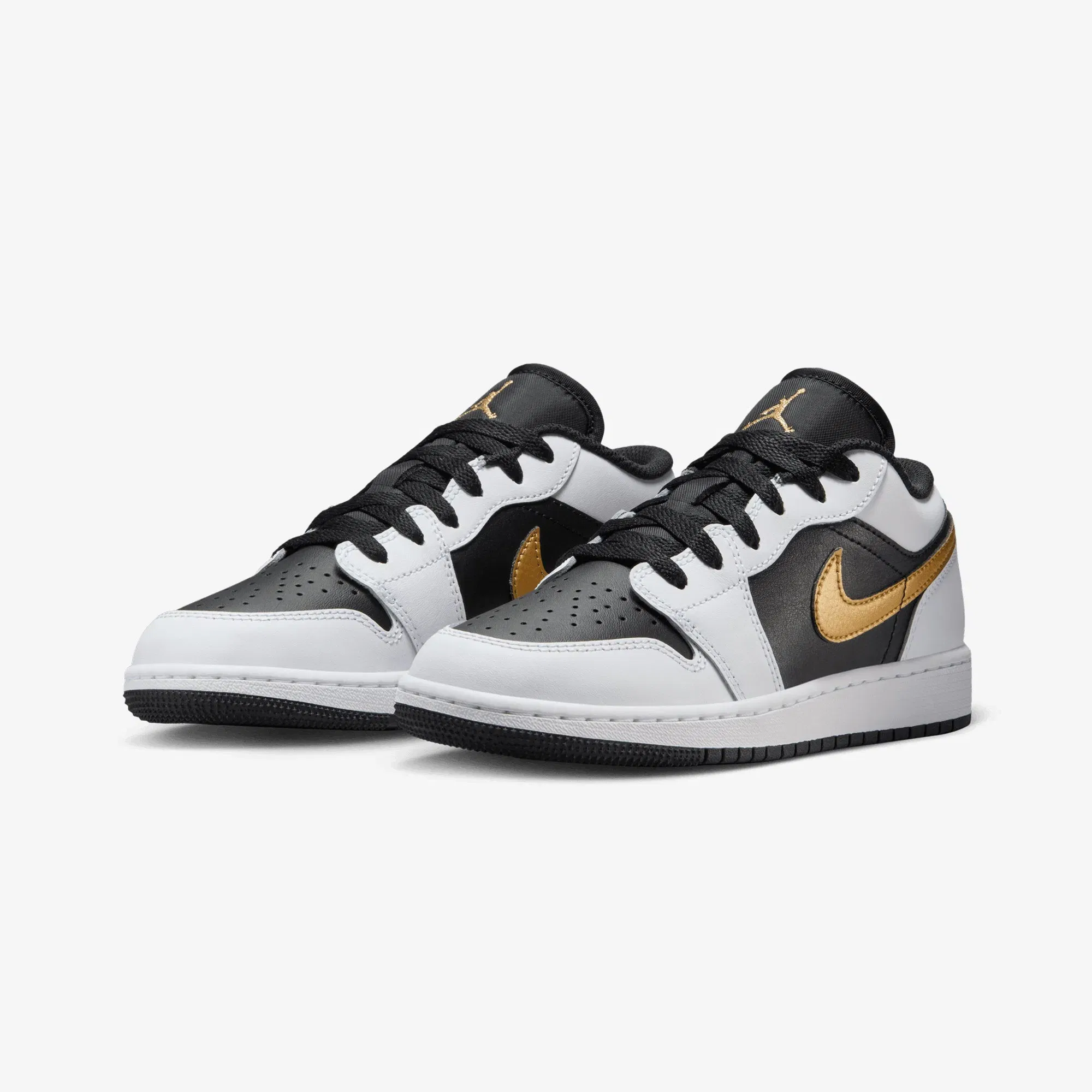 JORDAN AIR JORDAN LOW 1 (GS) { WHITE/METALLIC GOLD-BLACK