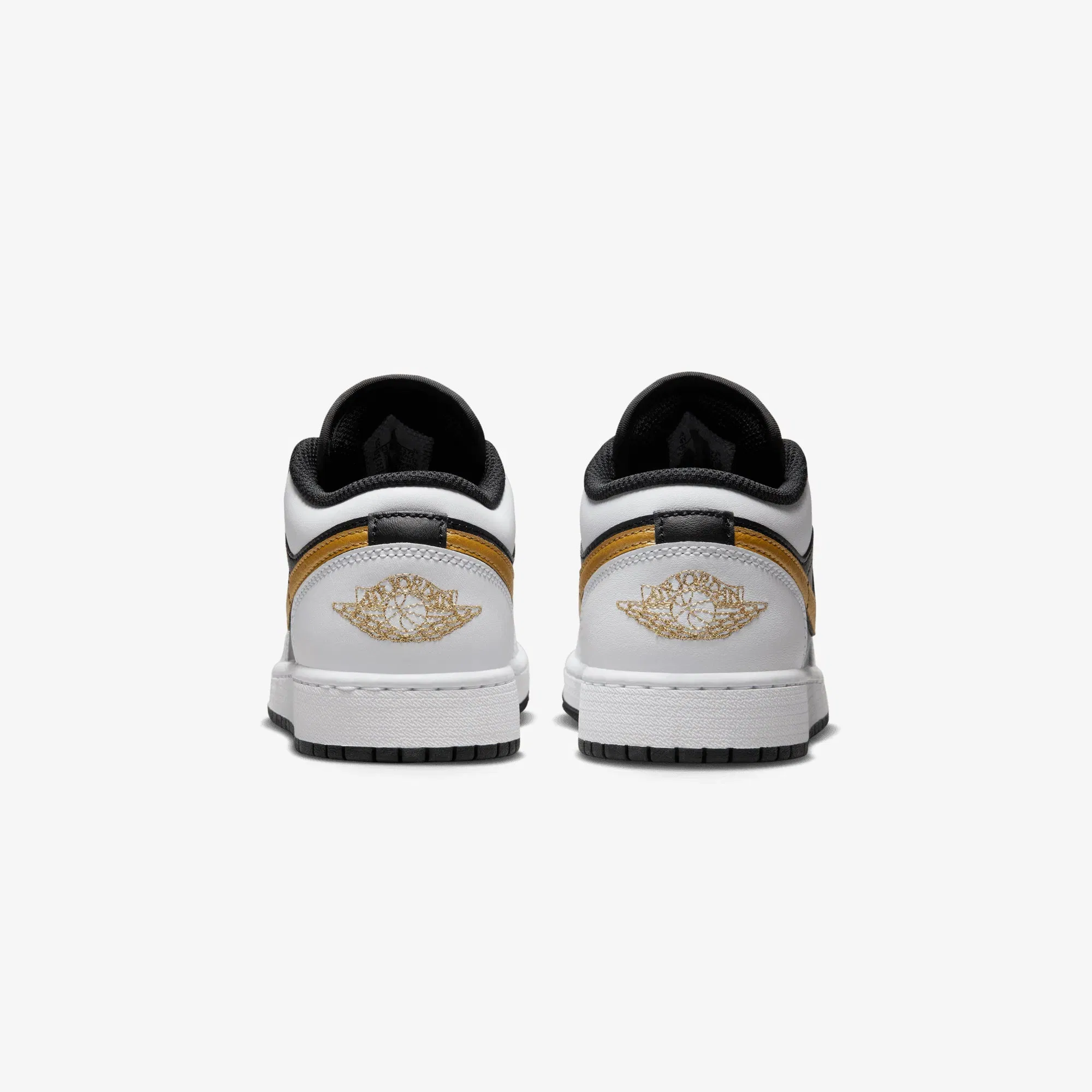 JORDAN AIR JORDAN LOW 1 (GS) { WHITE/METALLIC GOLD-BLACK