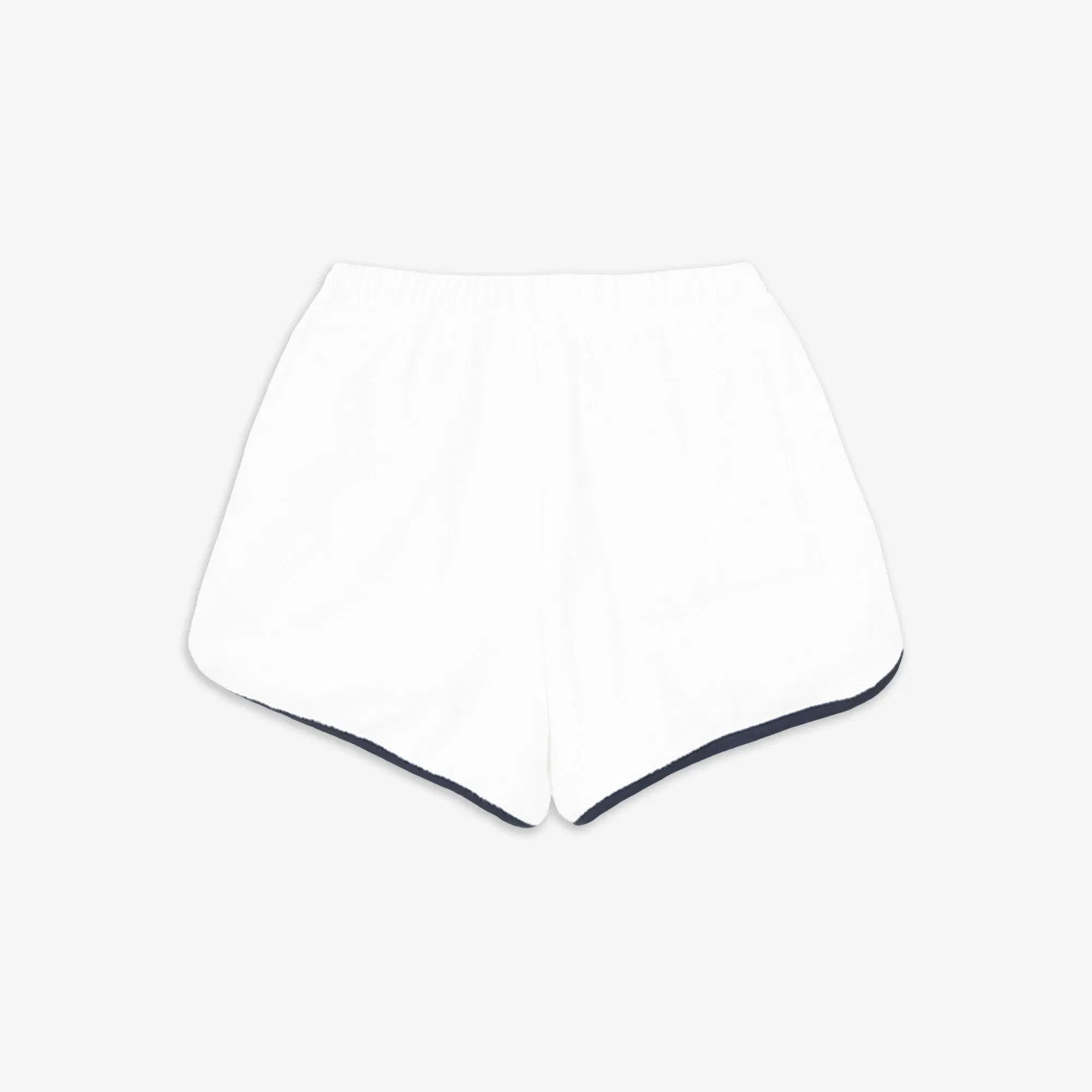 SPORTY & RICH HOTEL DU CAP CURSIVE TERRY SHOTS { WHITE/NAVY