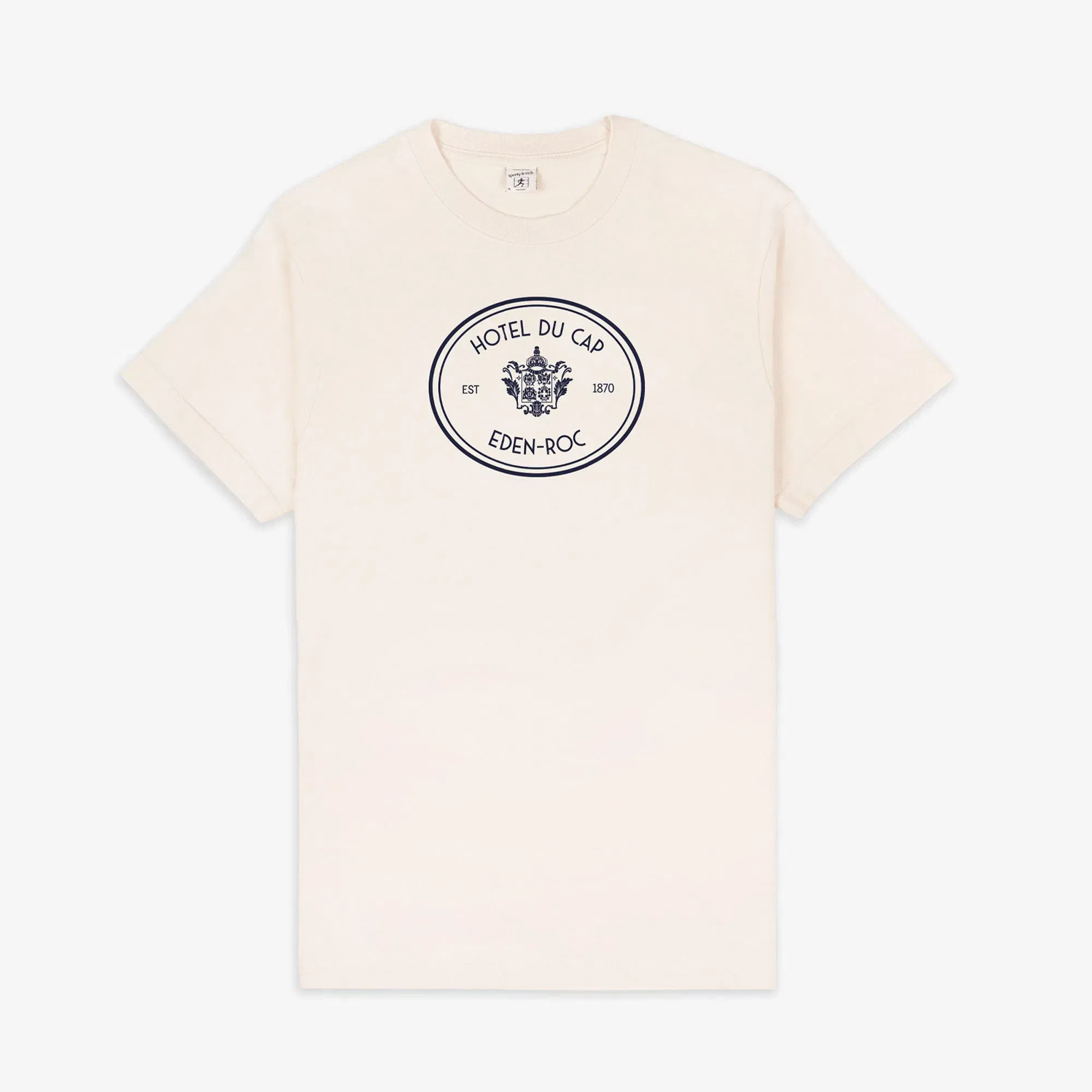 SPORTY & RICH EDEN CREST KENNEDY T-SHIRT { CREAM/NAVY