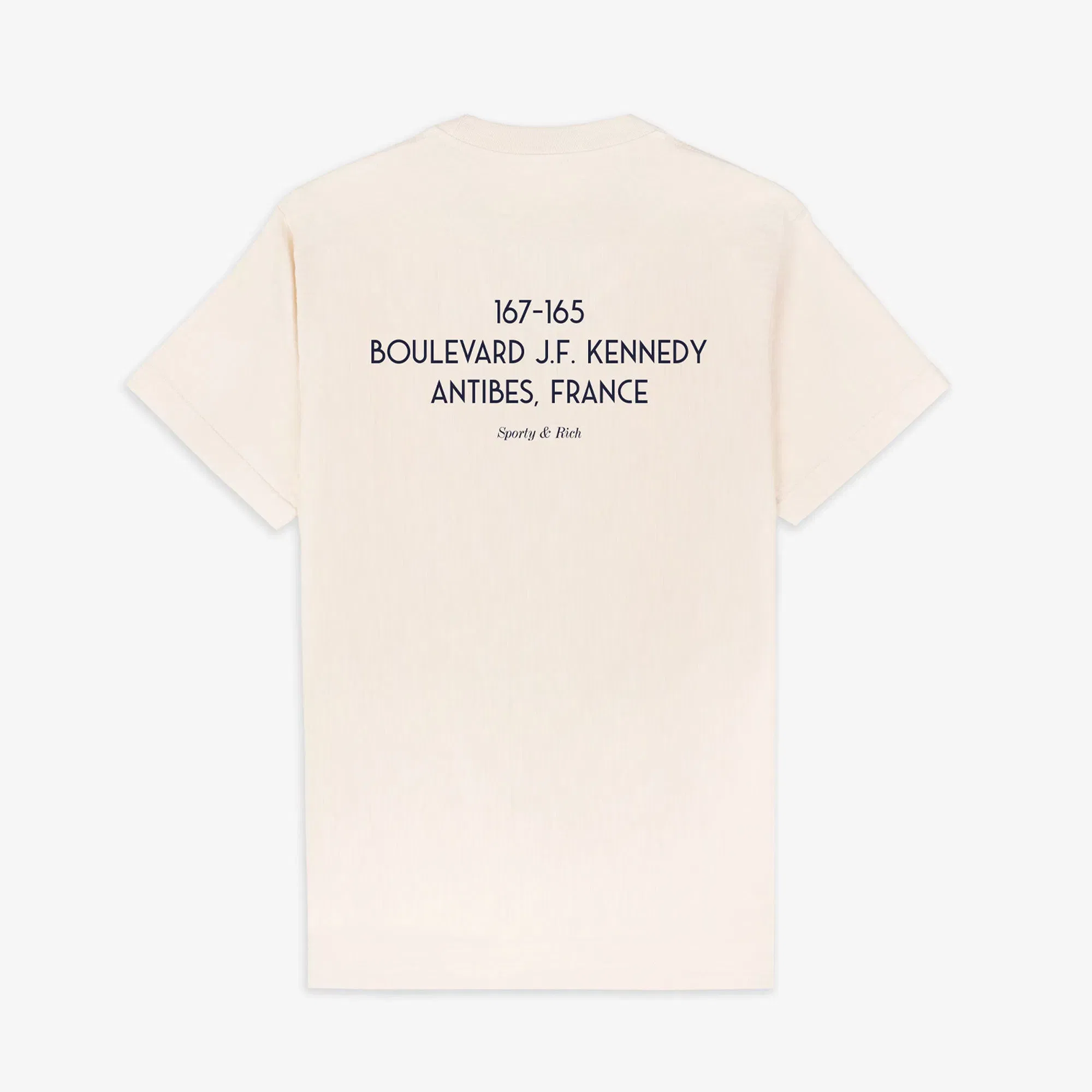 SPORTY & RICH EDEN CREST KENNEDY T-SHIRT { CREAM/NAVY