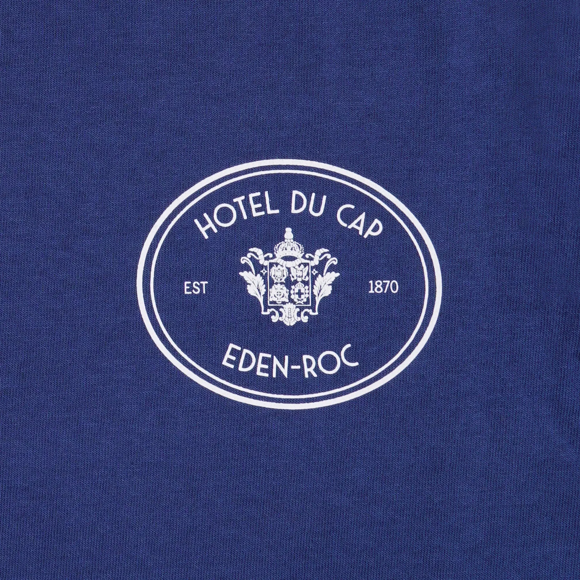 SPORTY & RICH HOTEL DU CAP T-SHIRT { INDIGO/WHITE