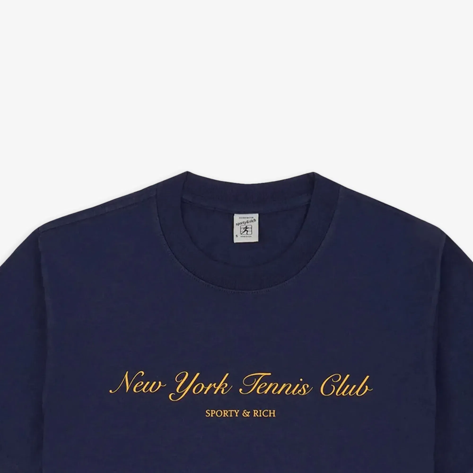 SPORTY & RICH NY TENNIS CLUB T-SHIRT { NAVY/GOLD