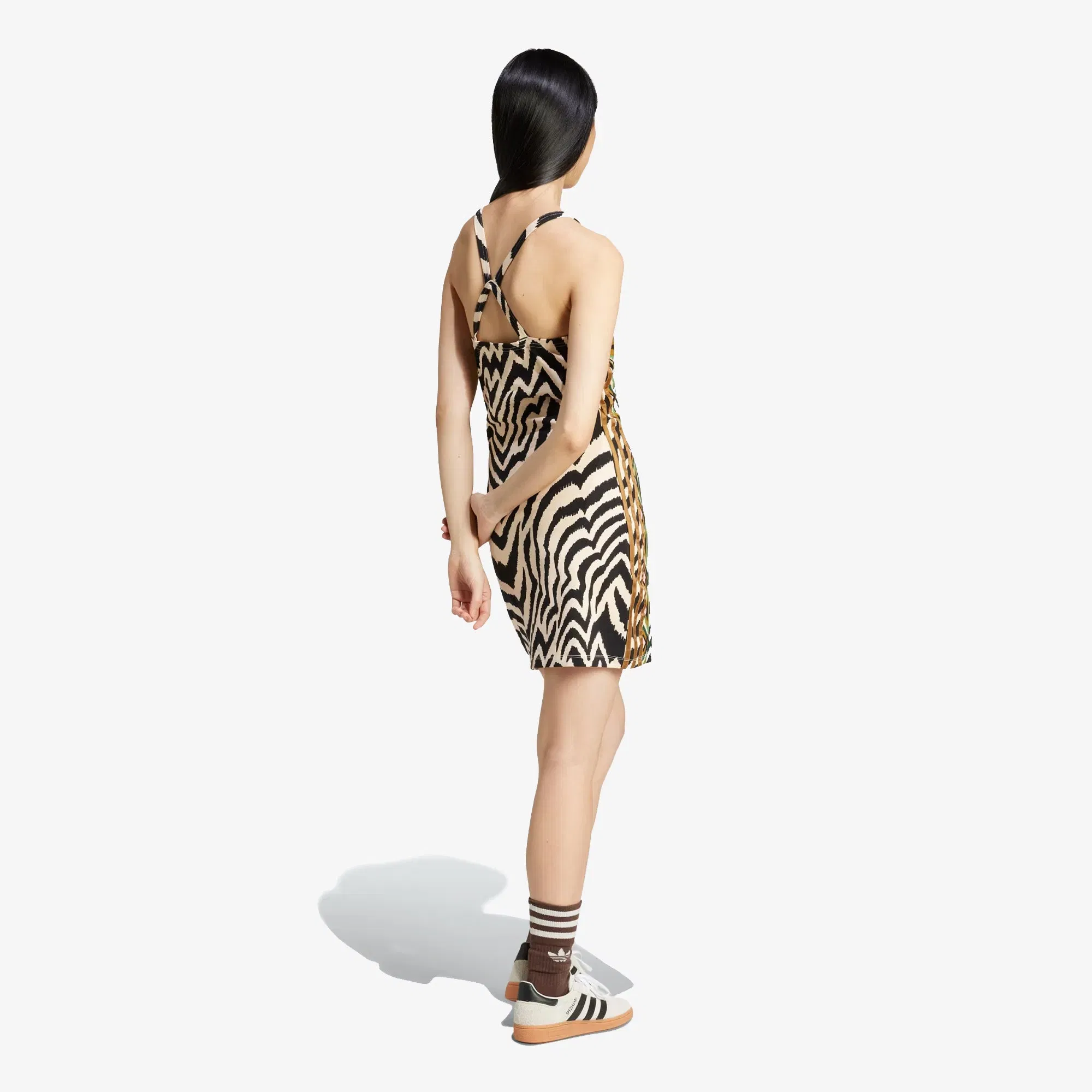 ADIDAS ORIGINALS X FARM RIO 3-STRIPES MINI DRESS { CRYSTAL SAND