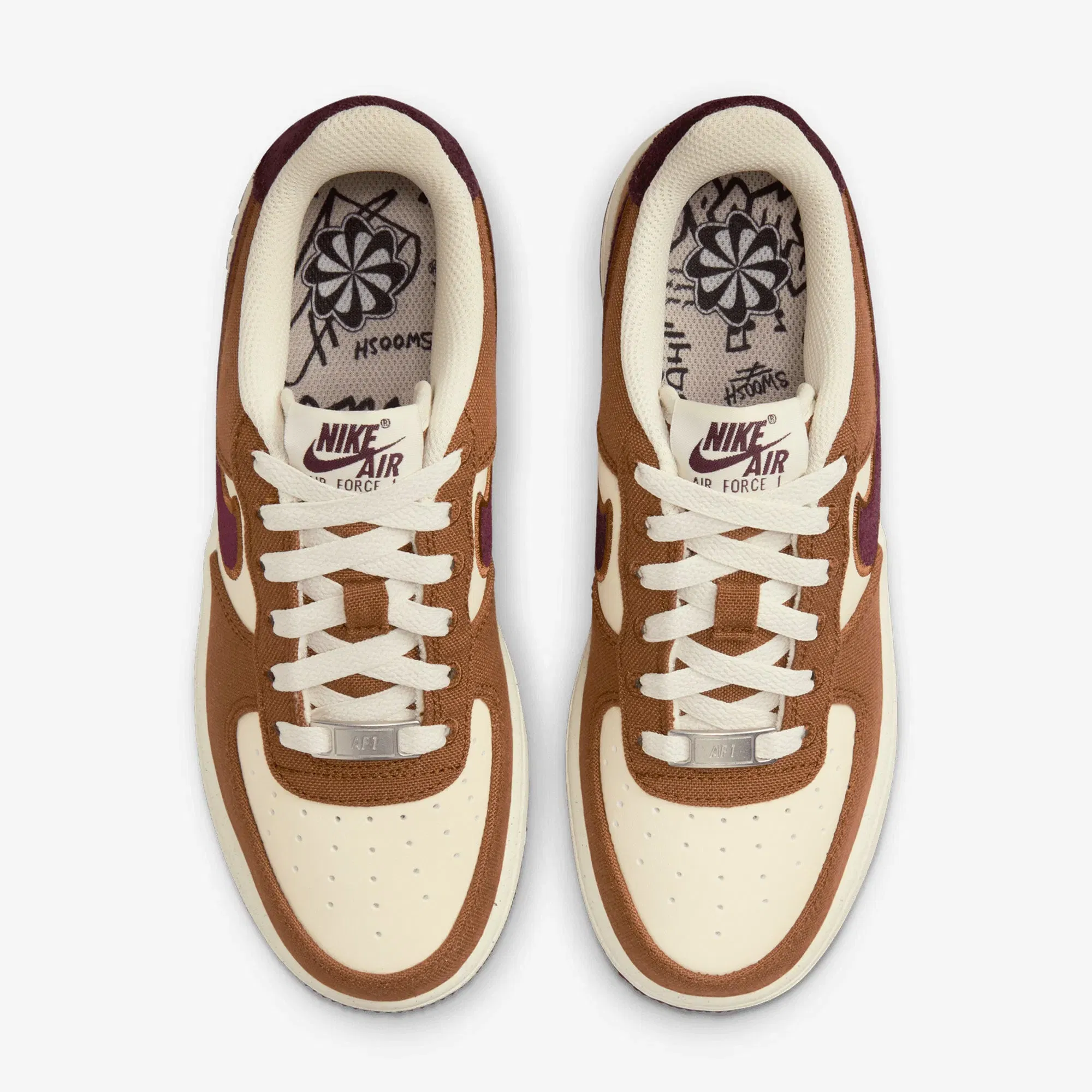 NIKE AIR FORCE 1 LV8 (GS) { LT BRITISH TAN/BURGUNDY CRUSH