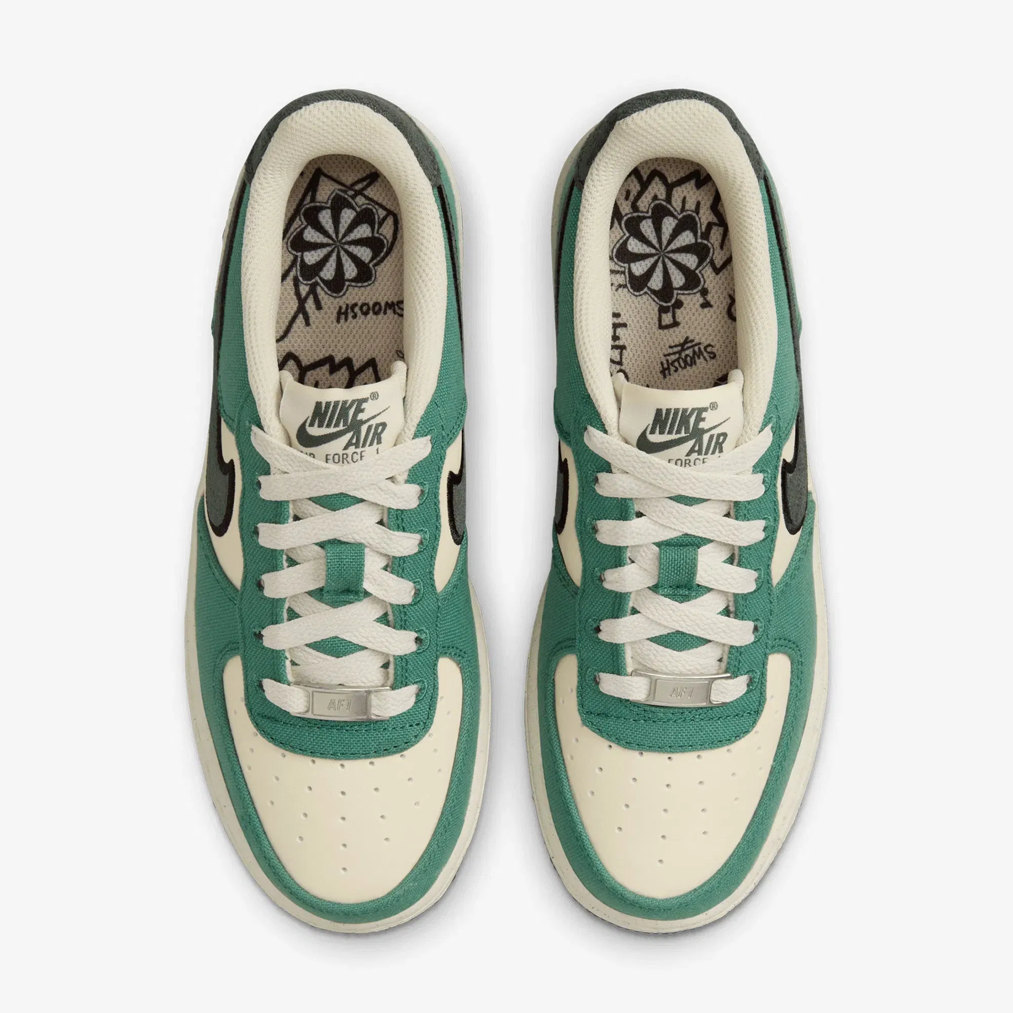 NIKE AIR FORCE 1 LV8 (GS) { COCONUT MILK/VINTAGE GREEN-BICOASTAL