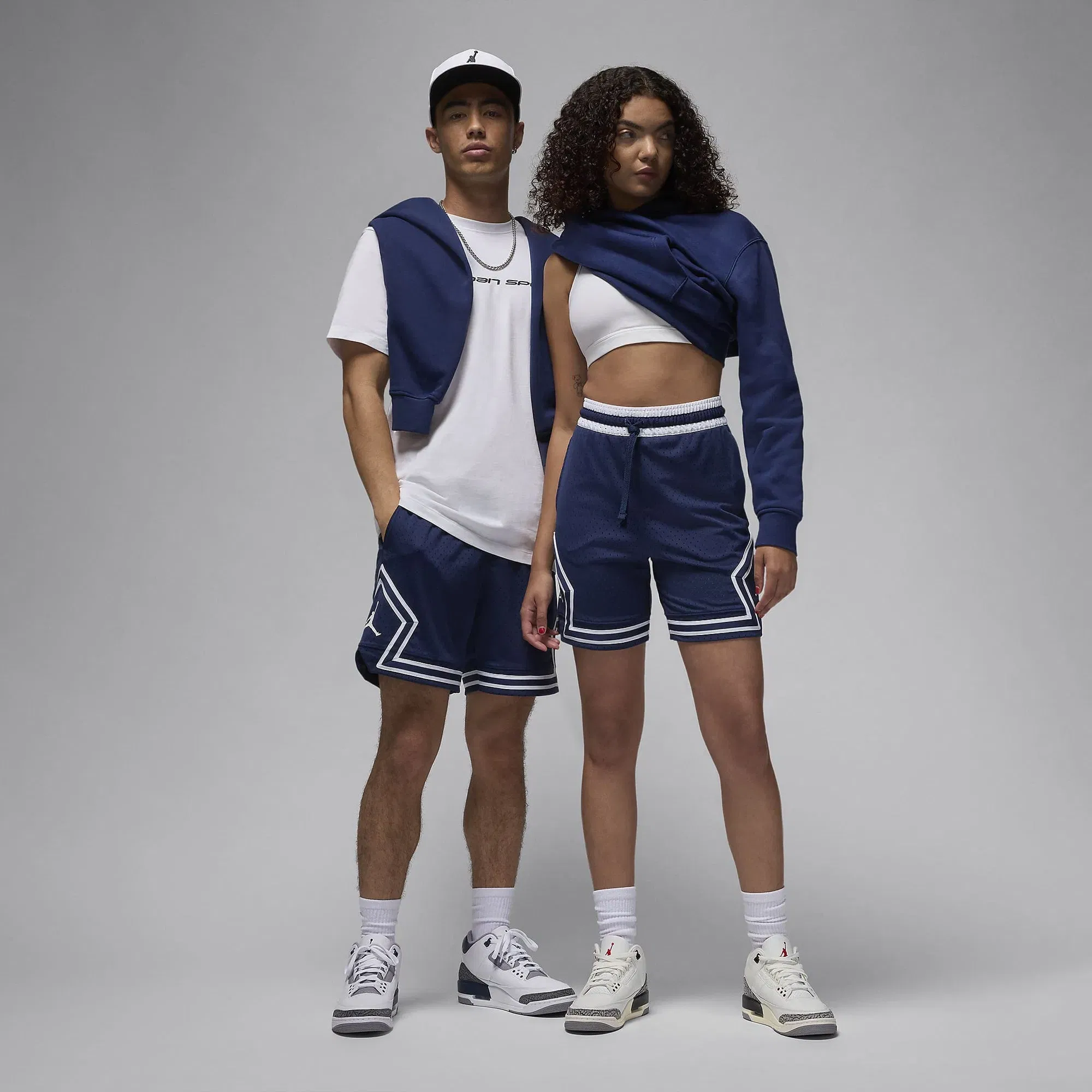 JORDAN DRI-FIT SPORT DIAMOND SHORTS { MIDNIGHT NAVY/WHITE/WHITE