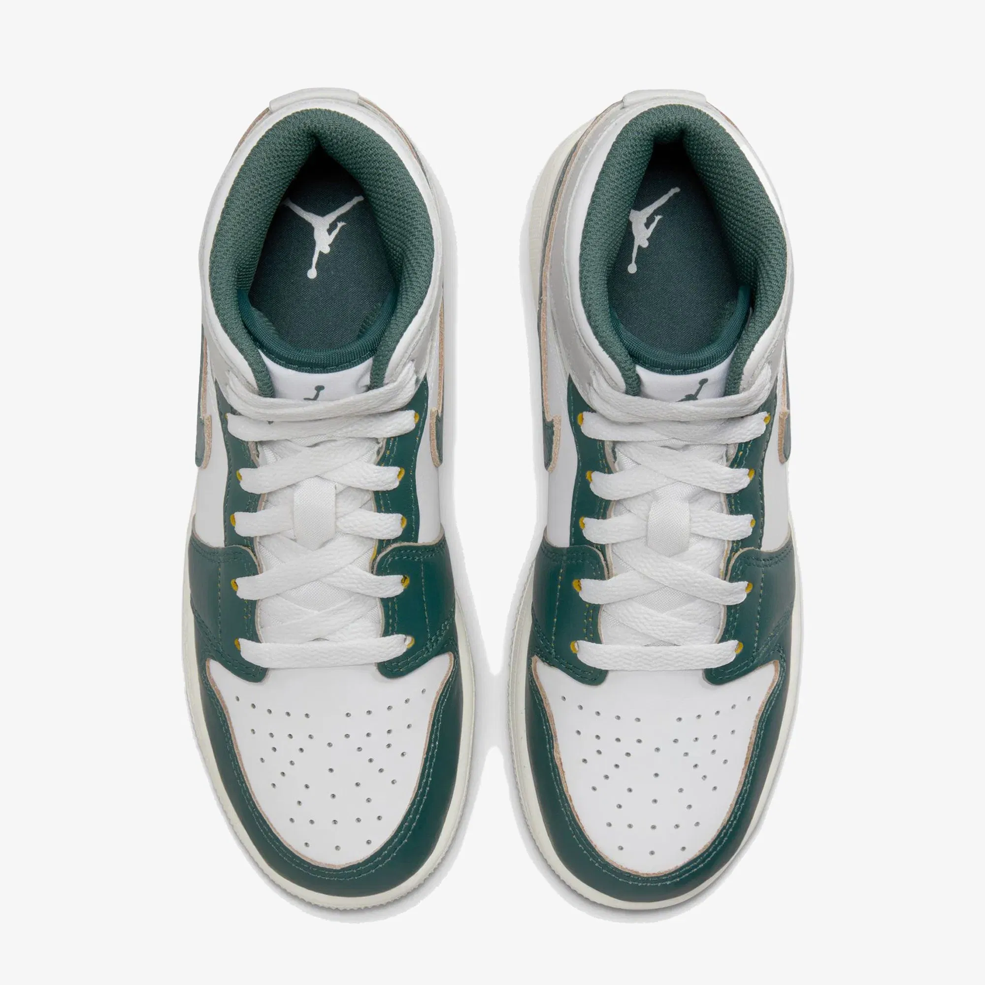 JORDAN AIR JORDAN 1 MID SE (GS) { WHITE/OXIDIZED GREEN-SAIL-NEUTRAL GREY