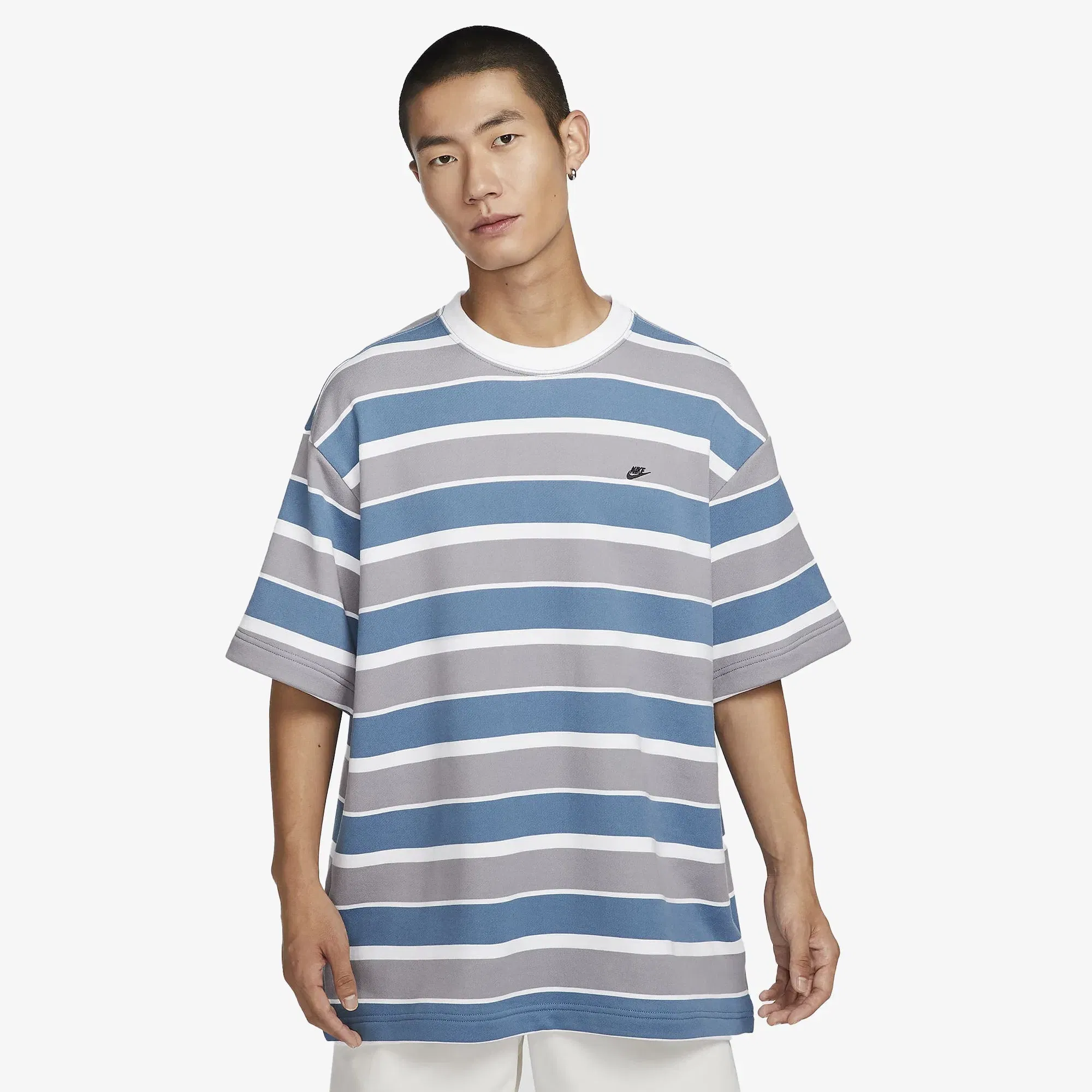 NIKE FRENCH TERRY SHORT-SLEEVE TOP { AEGEAN STORM/WHITE/BLACK