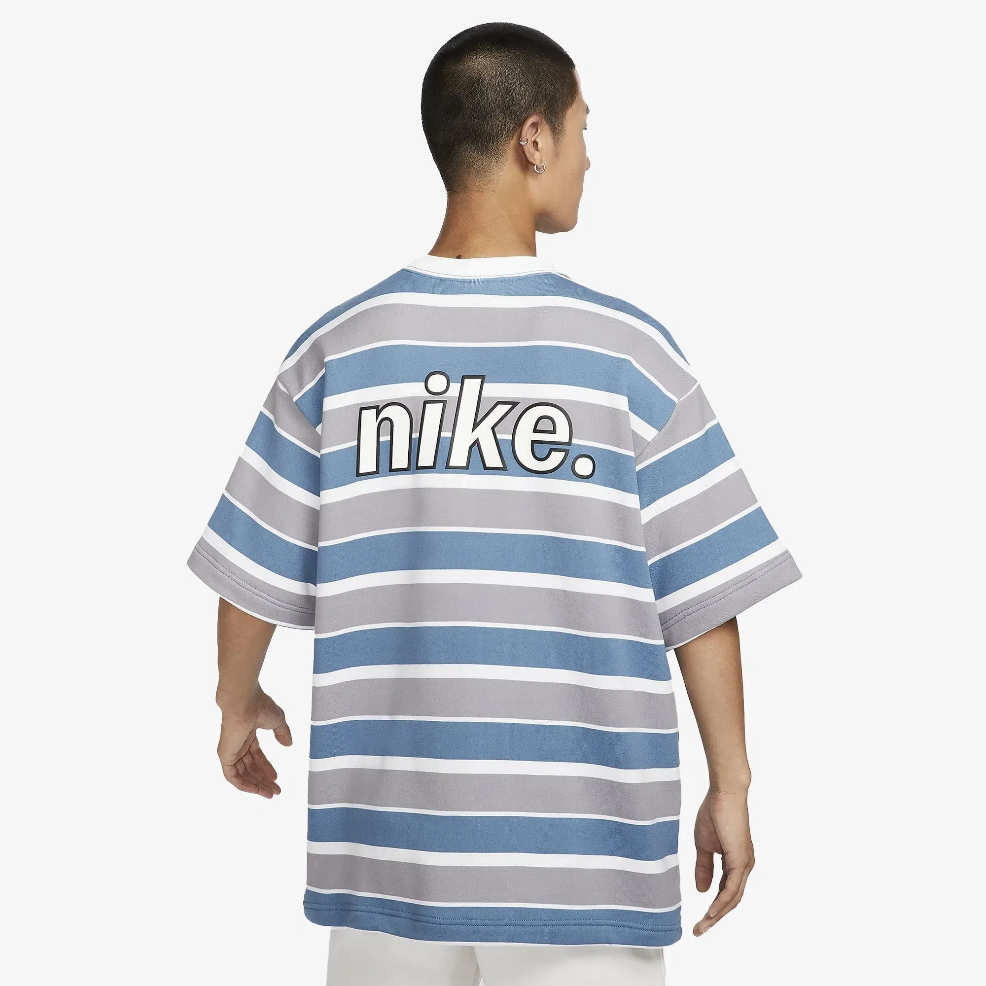 NIKE FRENCH TERRY SHORT-SLEEVE TOP { AEGEAN STORM/WHITE/BLACK