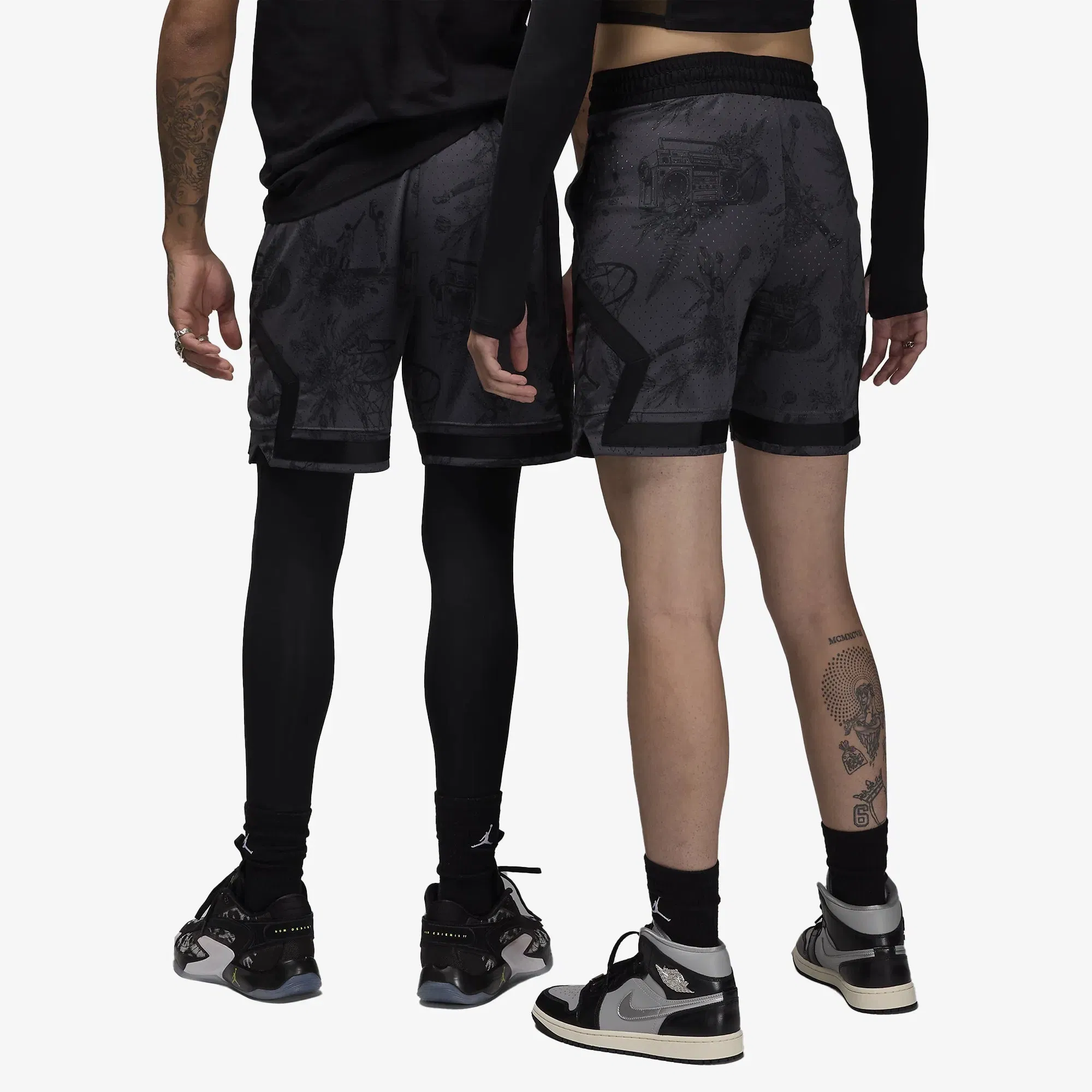 JORDAN SPORT DRI-FIT PRINTED DIAMOND SHORTS { BLACK/DARK SHADOW/BLACK