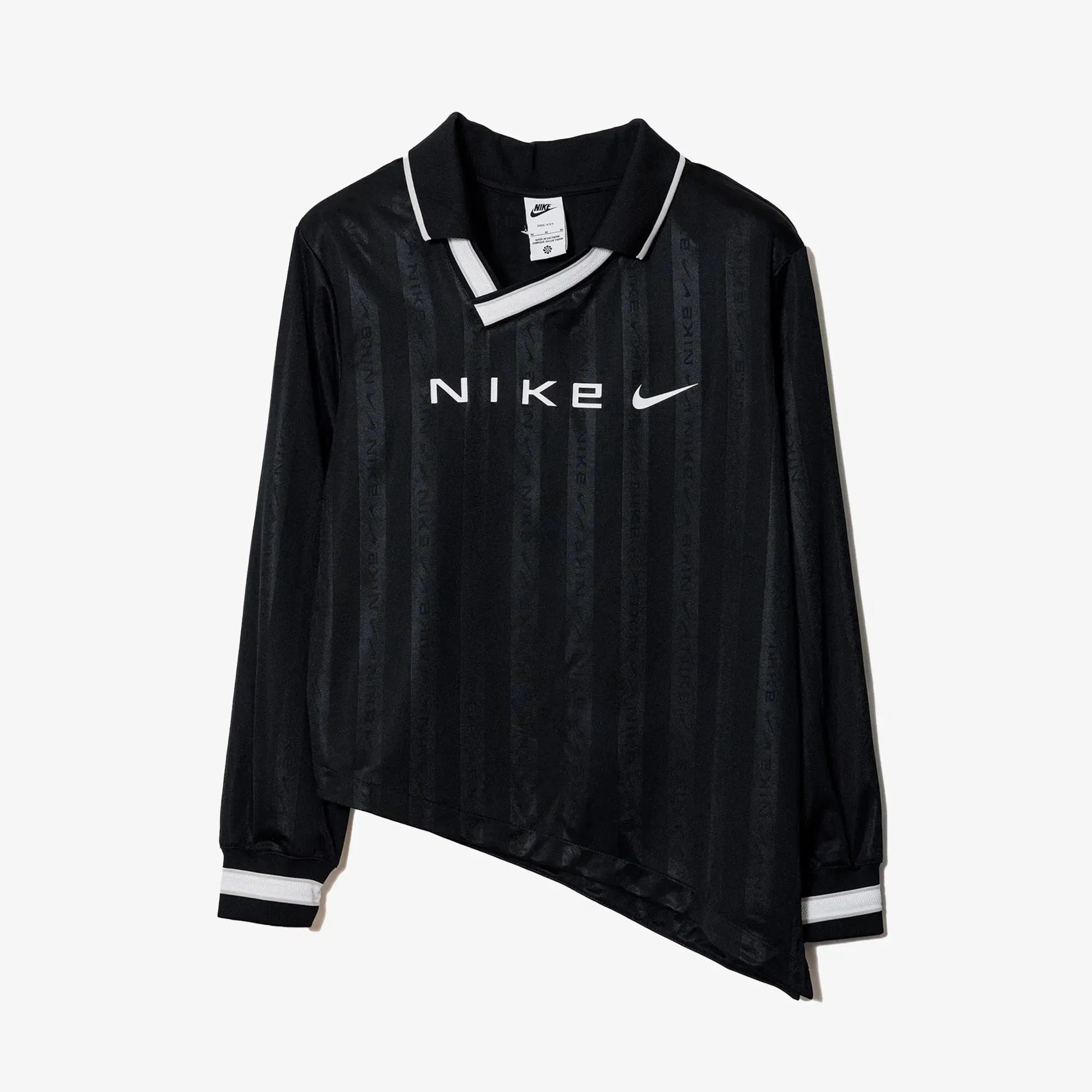 NIKE AS W NSW CLLCTN DF JQRD LS JSY { BLACK/LT IRON ORE/WHITE