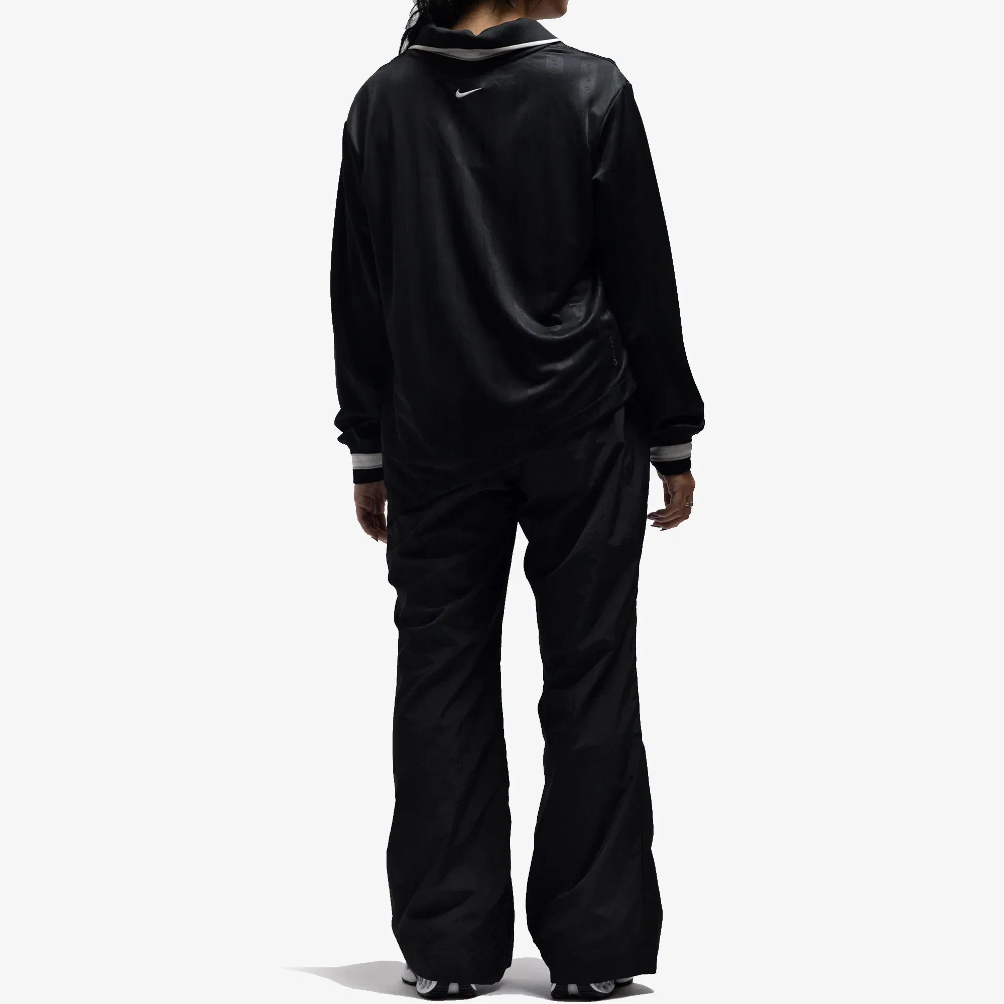 NIKE AS W NSW CLLCTN DF JQRD LS JSY { BLACK/LT IRON ORE/WHITE