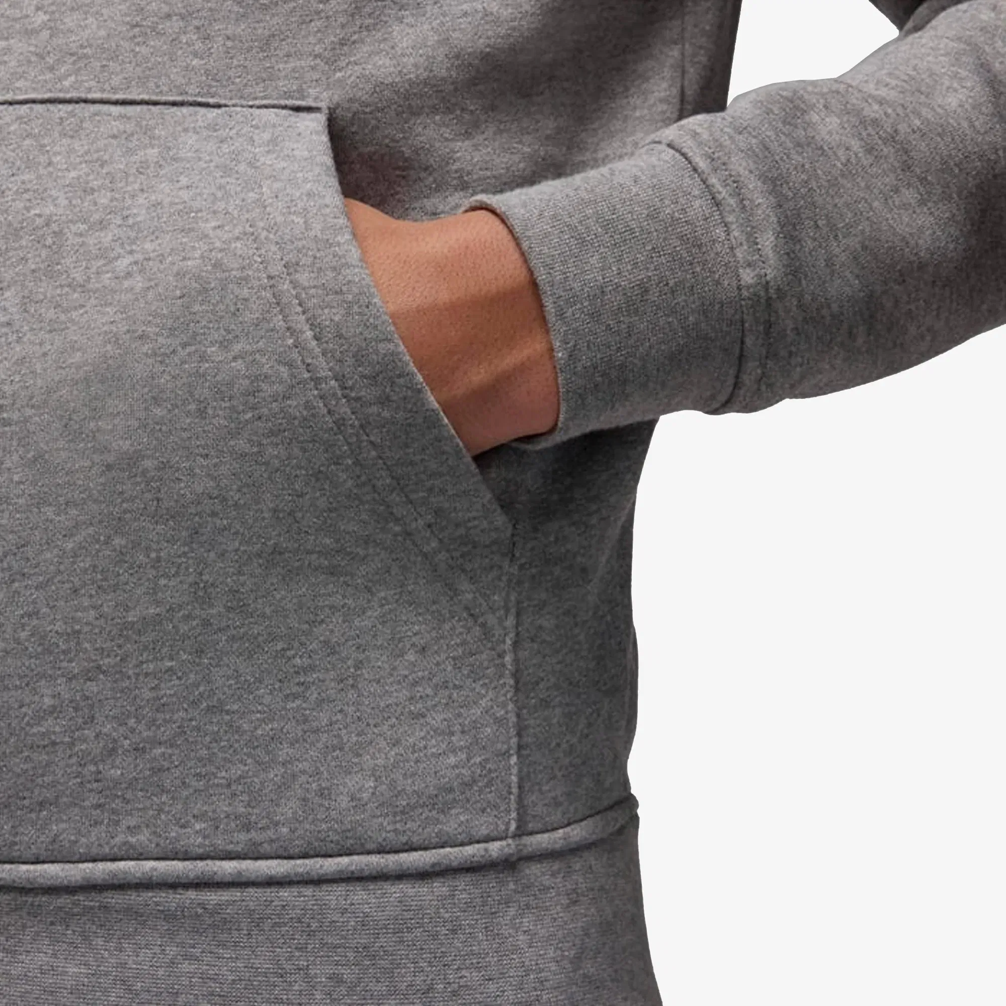 JORDAN BROOKLYN FLEECE PULLOVER HOODIE { CARBON HEATHER/WHITE