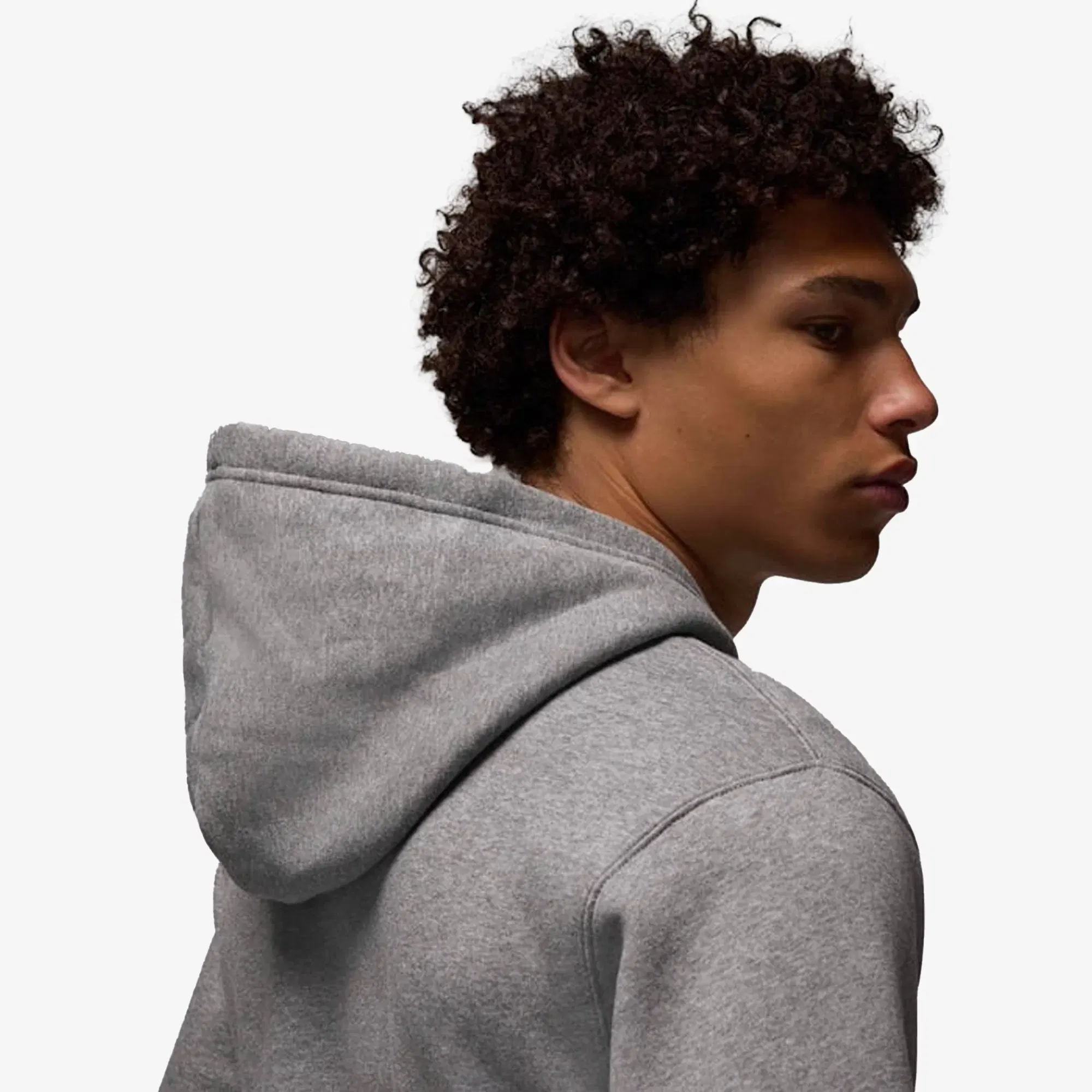 JORDAN BROOKLYN FLEECE PULLOVER HOODIE { CARBON HEATHER/WHITE