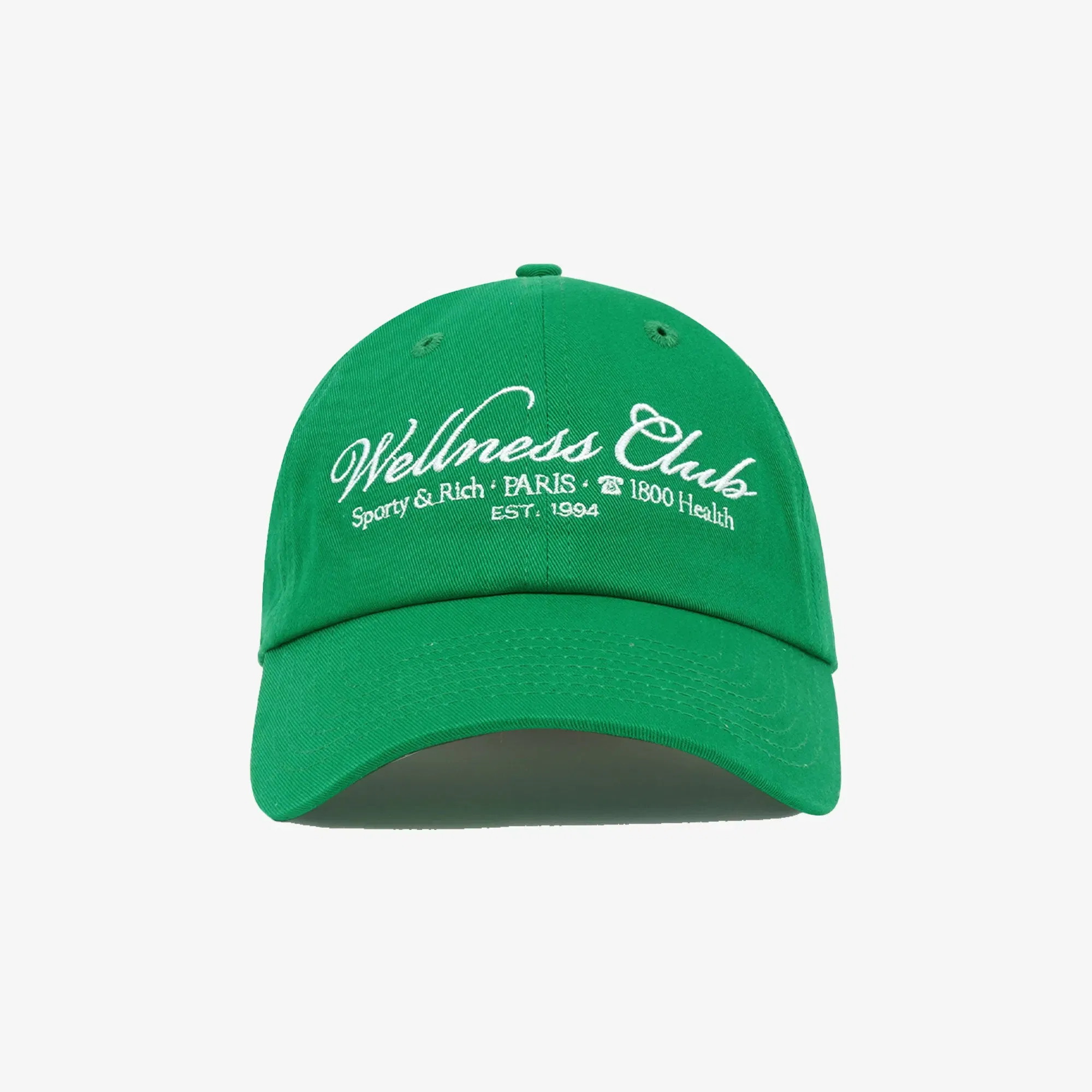 SPORTY & RICH 1800 HEALTH EMBROIDERED HAT { VERDE/WHITE