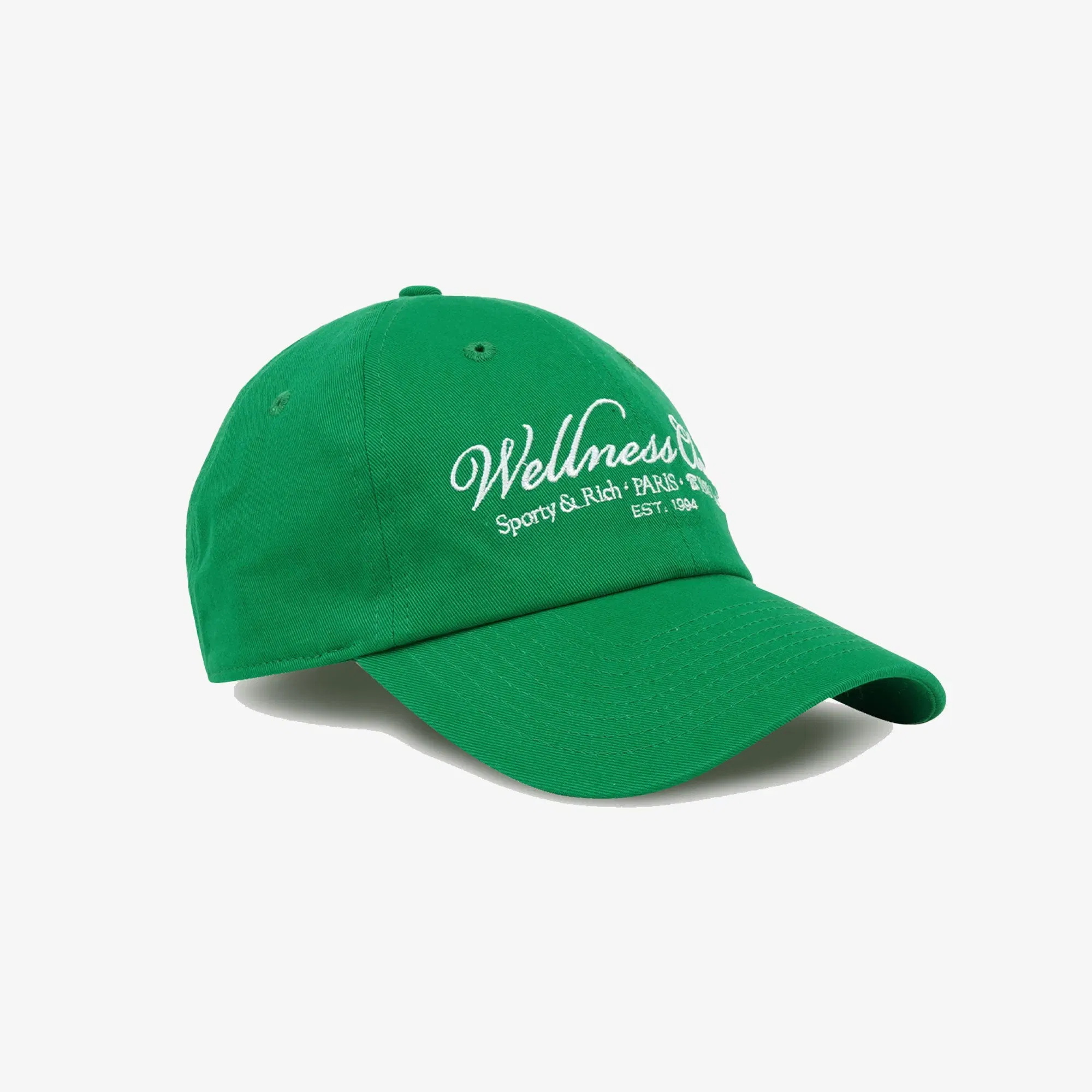 SPORTY & RICH 1800 HEALTH EMBROIDERED HAT { VERDE/WHITE