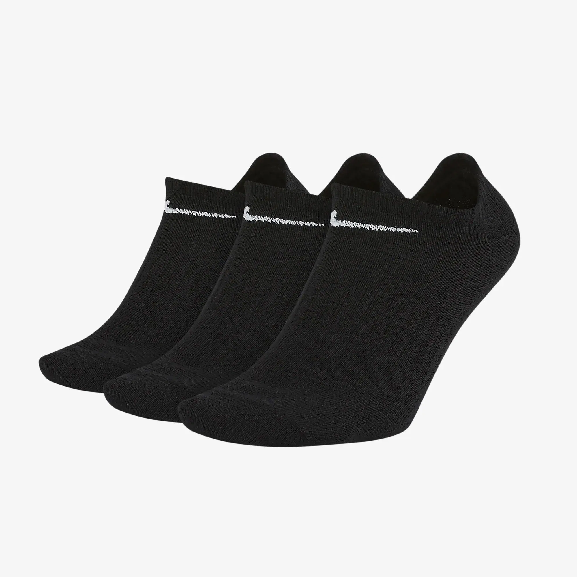 NIKE EVERYDAY LIGHTWEIGHT NO-SHOW (3 PAIRS) { BLACK/WHITE
