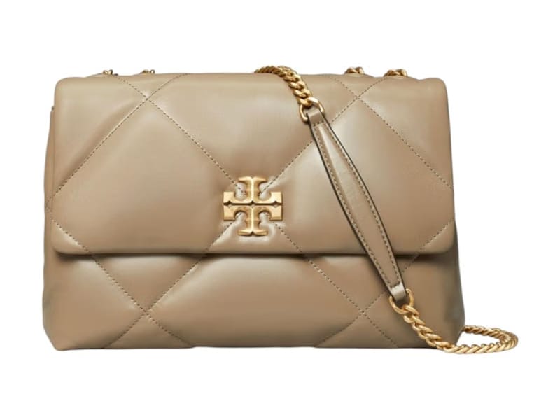 Tory Burch Kira Diamond Quilt Convertible Shoulder Bag Taupe Oak