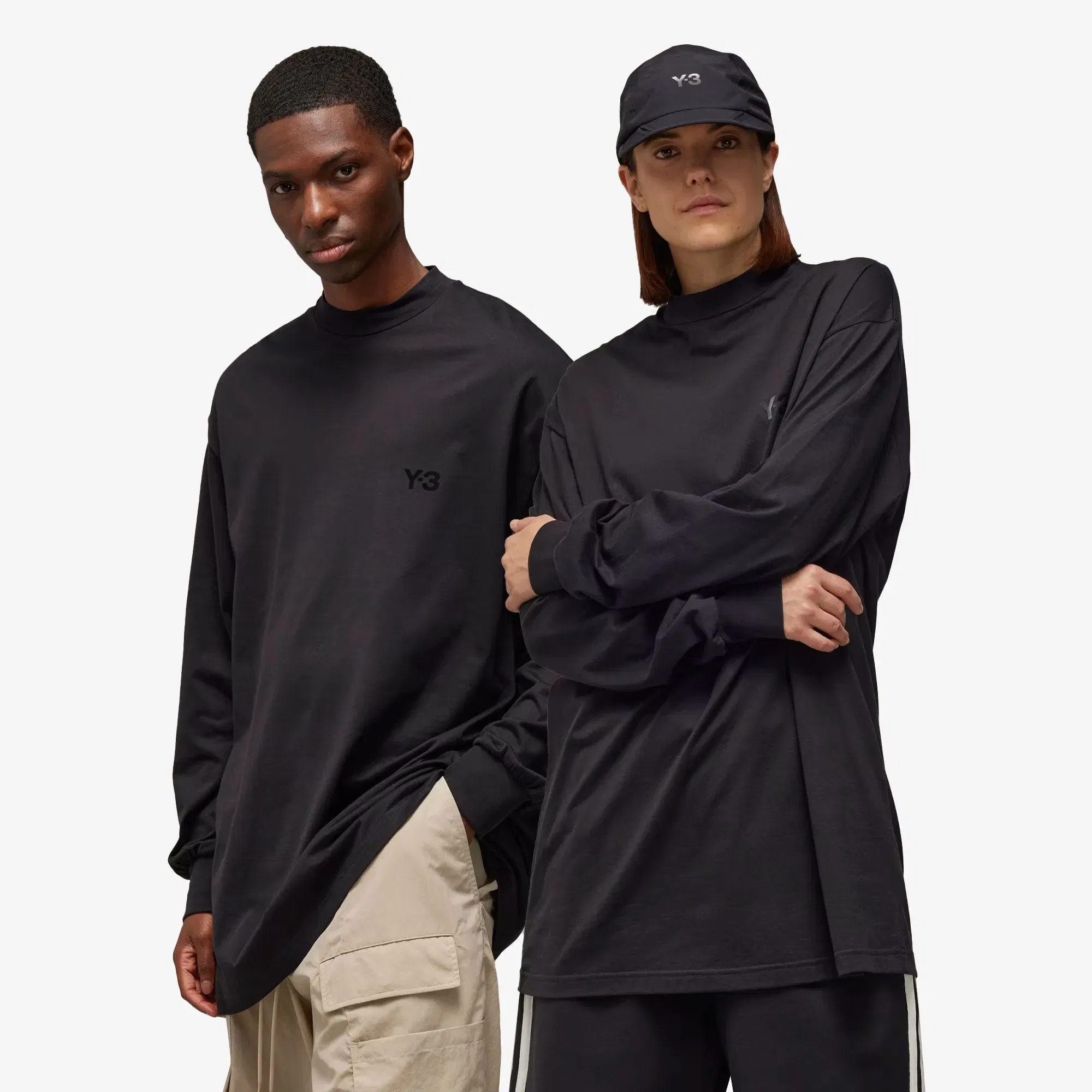 Y-3 MOCK NECK TEE { BLACK