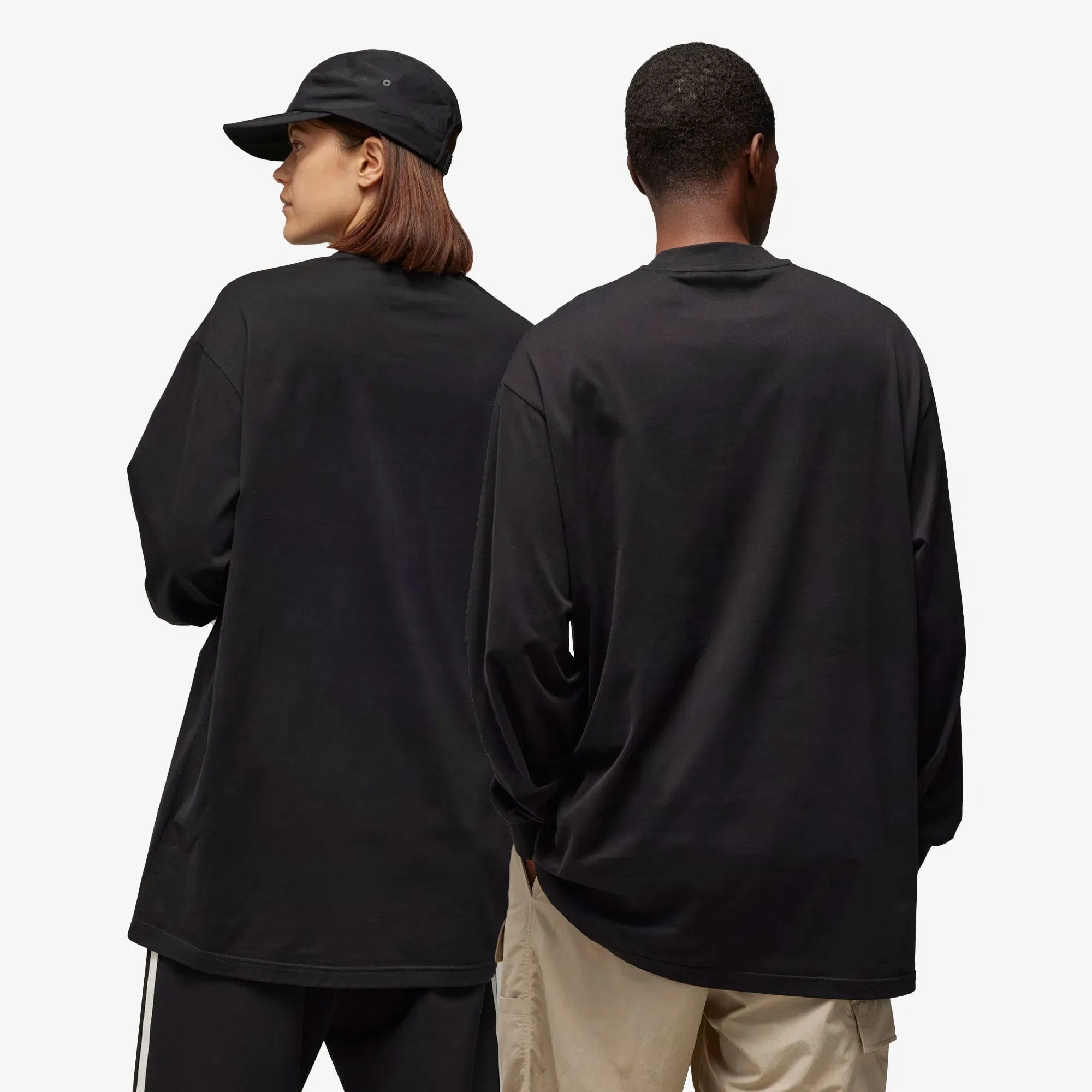 Y-3 MOCK NECK TEE { BLACK