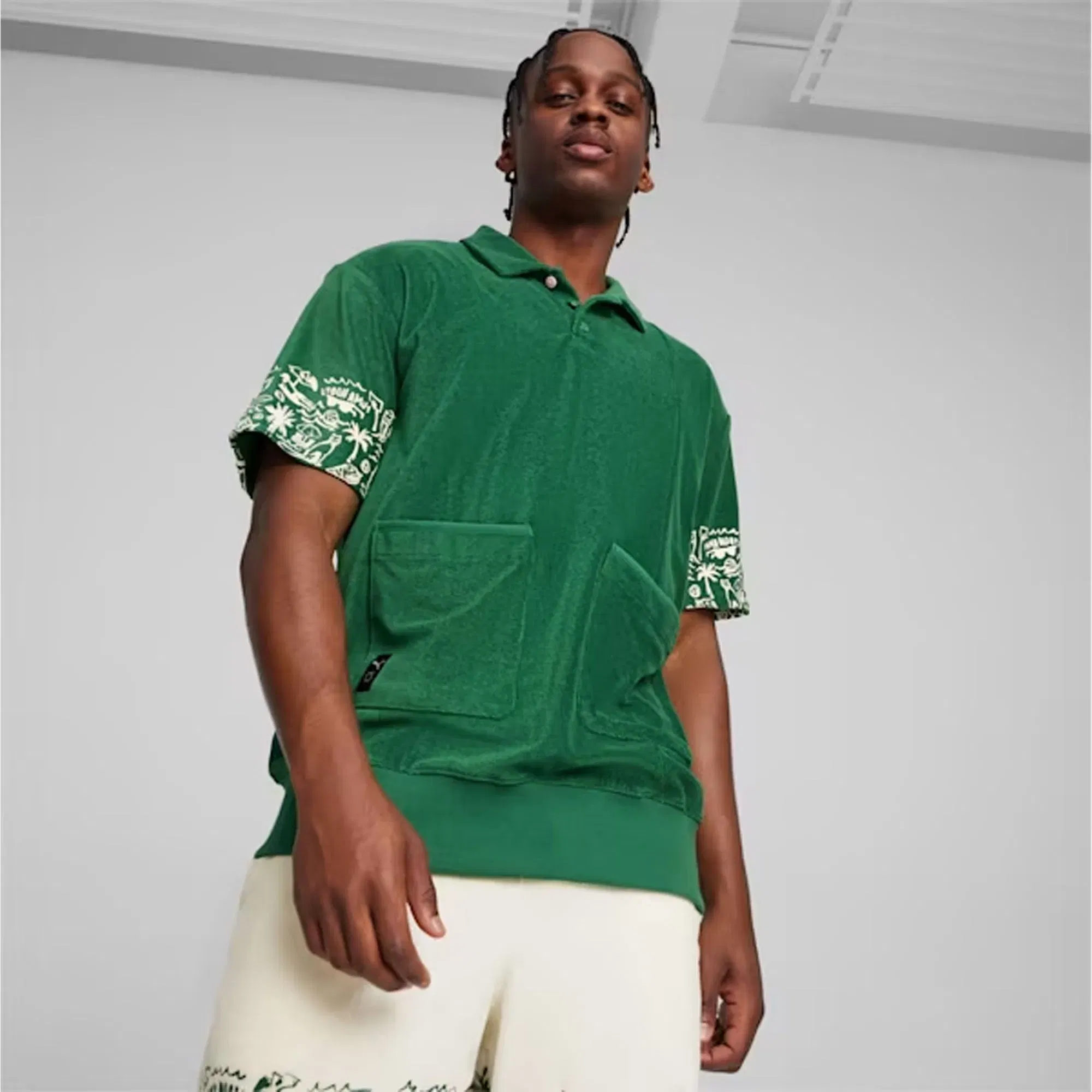 PUMA THE FAIRGROUNDS TERRY BASKETBALL POLO { VINE