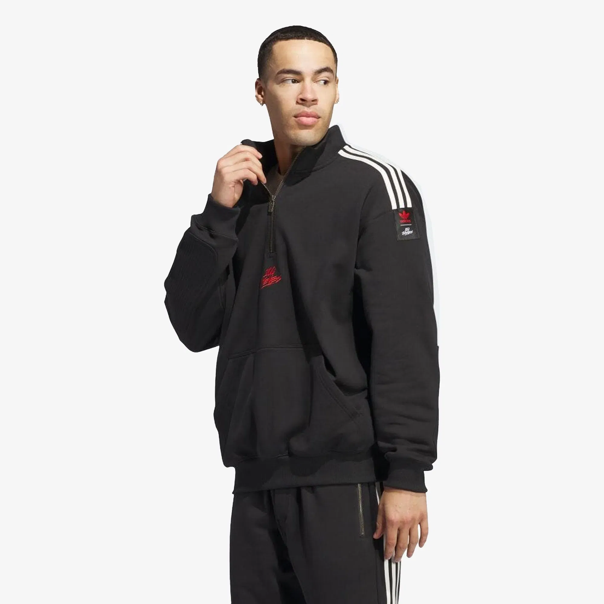 Adidas Originals 100 THIEVES 1/2 ZIP { BLACK