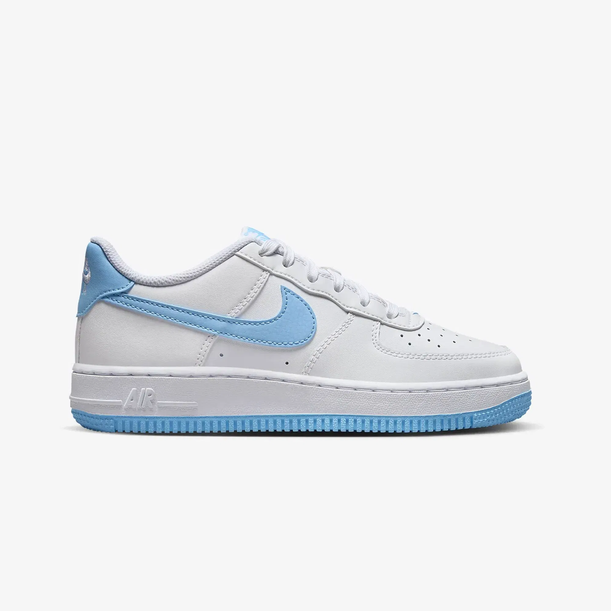 Nike AIR FORCE 1 (GS) { WHITE/AQUARIUS BLUE-WHITE