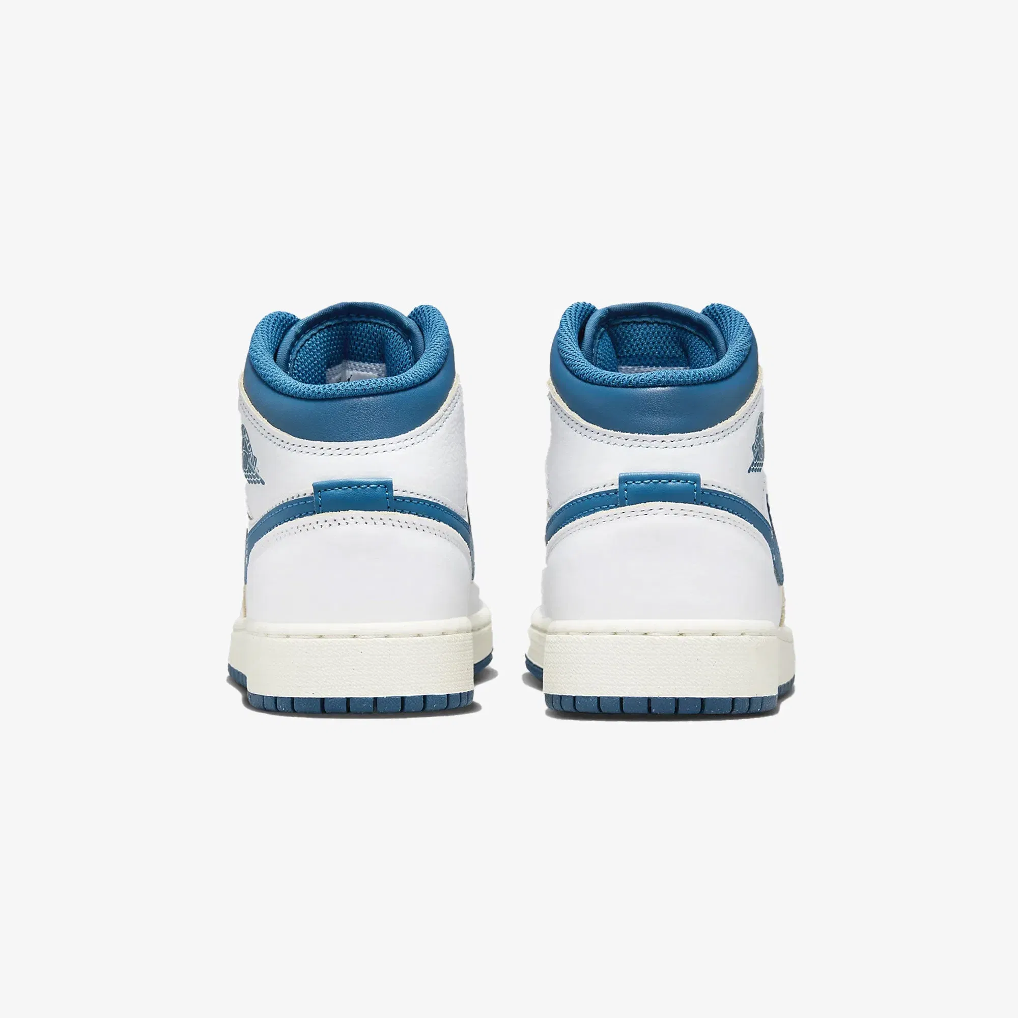 Jordan AIR JORDAN 1 MID SE (GS) { WHITE/INDUSTRIAL BLUE-SAIL