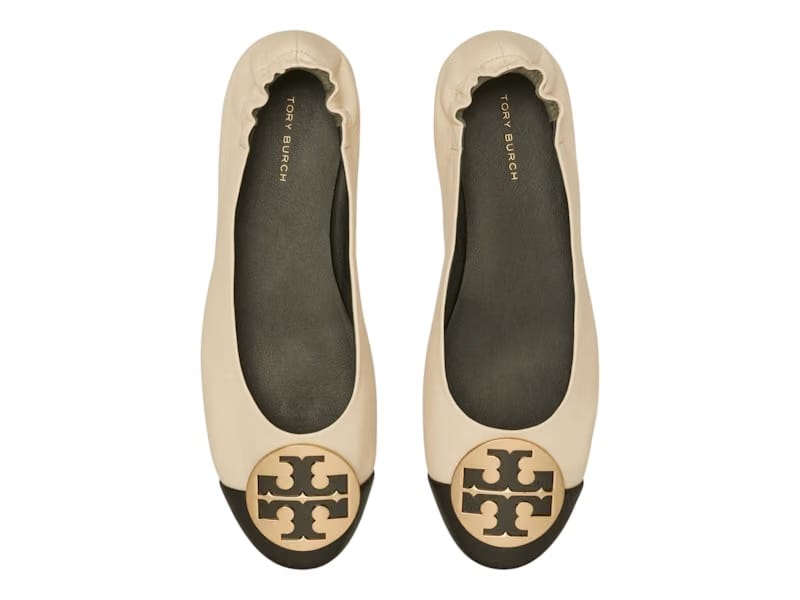 Tory Burch Claire Cap-Toe Ballet Black (Women's)