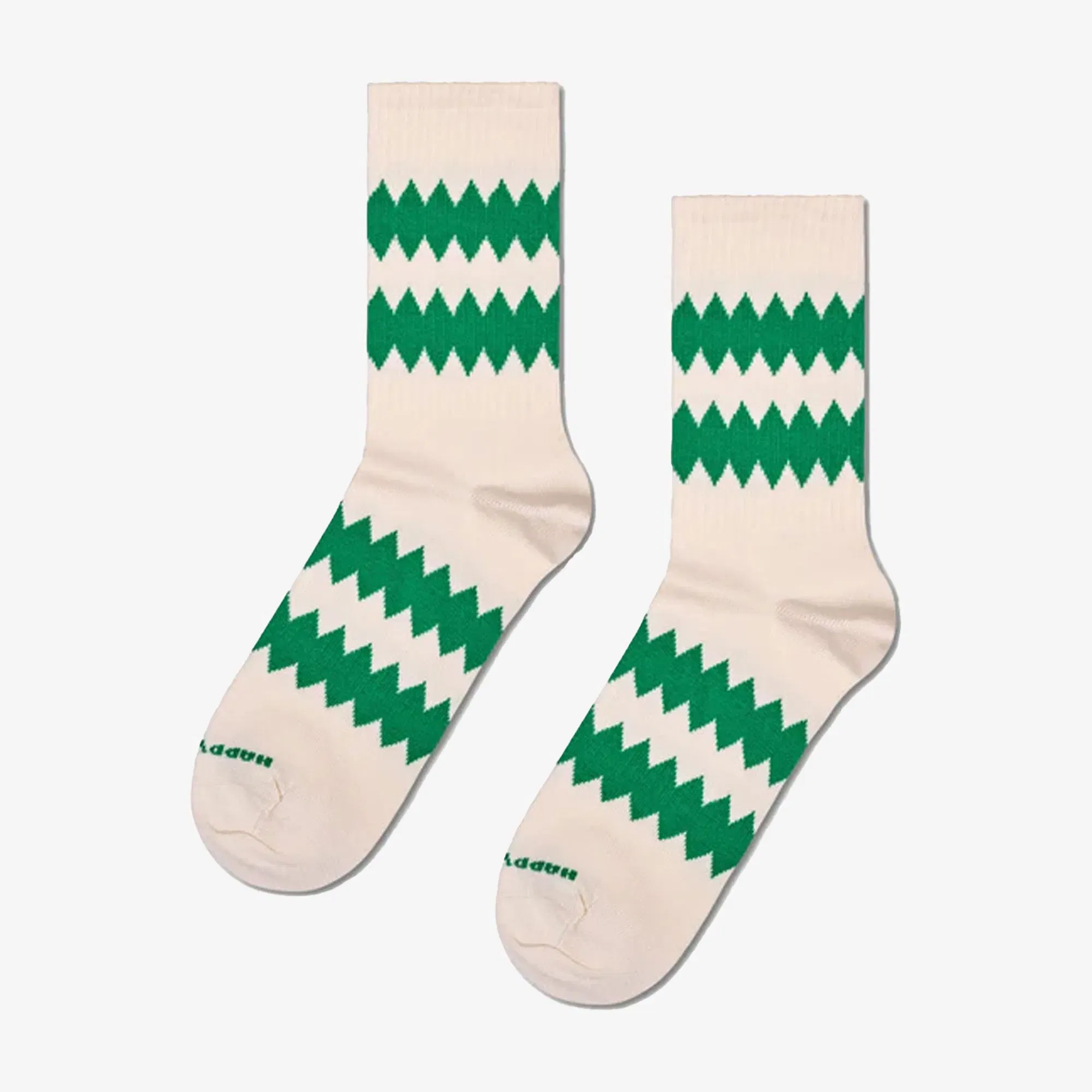 Happy Socks ZIGZAG 3/4 CREW SOCK { BEIGE/GREEN