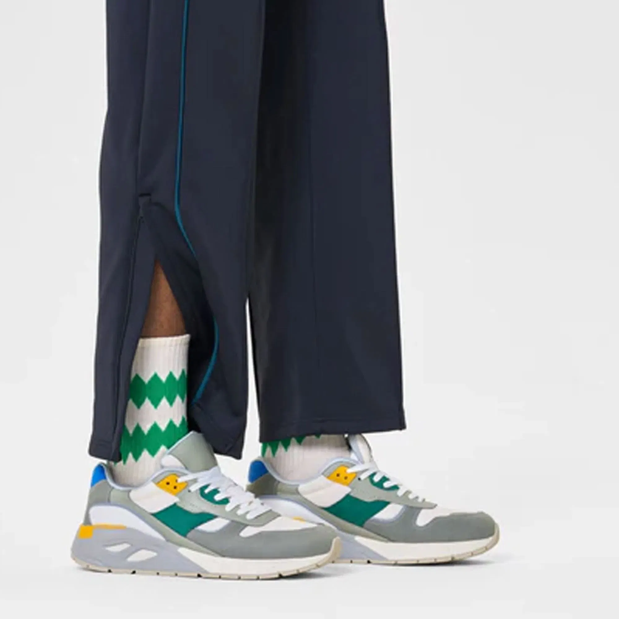 Happy Socks ZIGZAG 3/4 CREW SOCK { BEIGE/GREEN