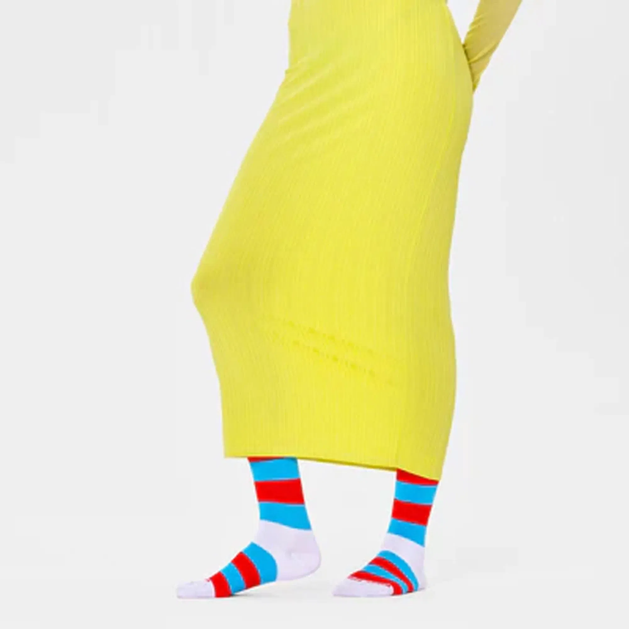 Happy Socks STRIPE IT 3/4 CREW SOCK { WHITE/RED/BLUE