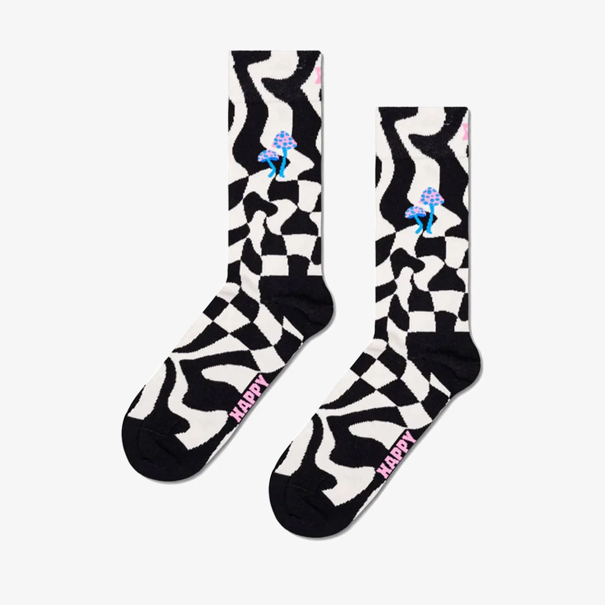 Happy Socks DISTORTED CHECK SOCK { BLACK
