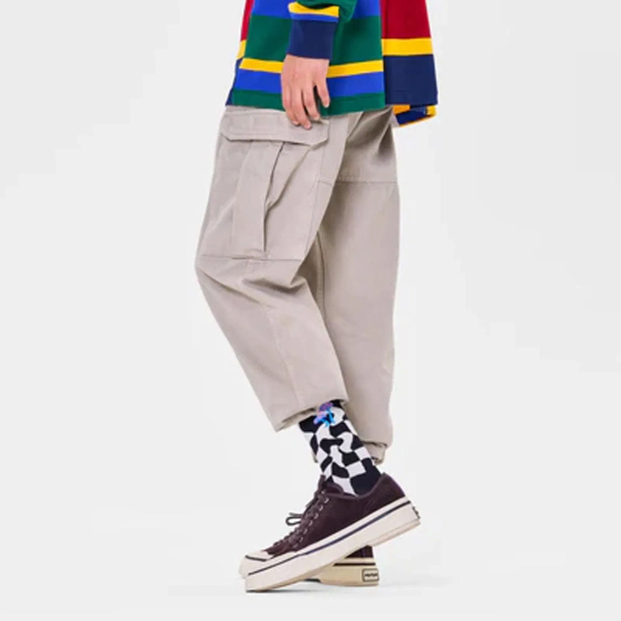 Happy Socks DISTORTED CHECK SOCK { BLACK
